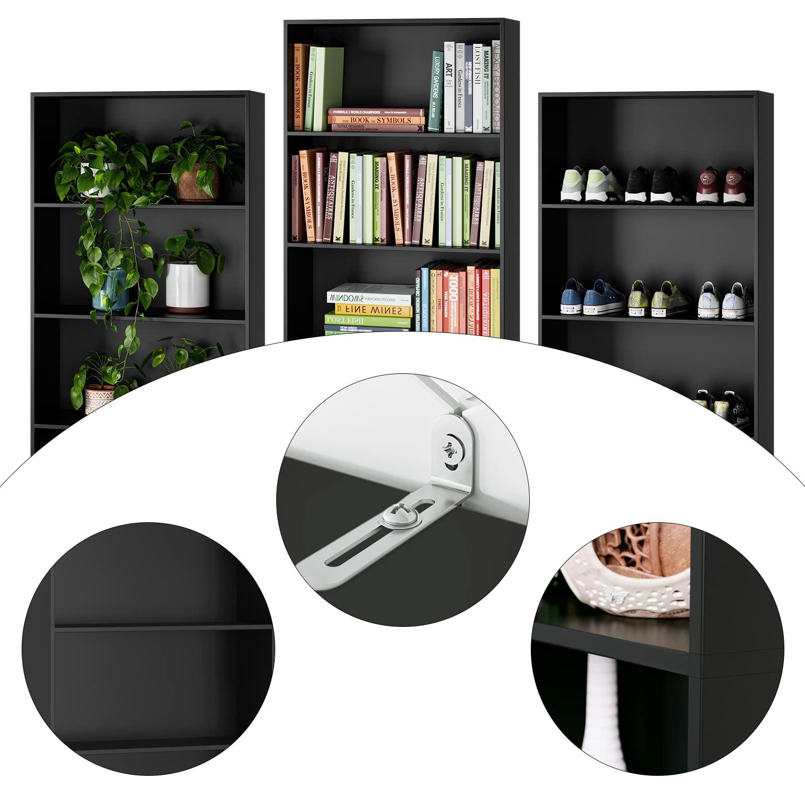FOTOSOK 6-Tier Open Bookcase and Bookshelf, Freestanding Display Storage Shelves Tall Bookcase for Bedroom, Living Room and Office, Black - Image 7