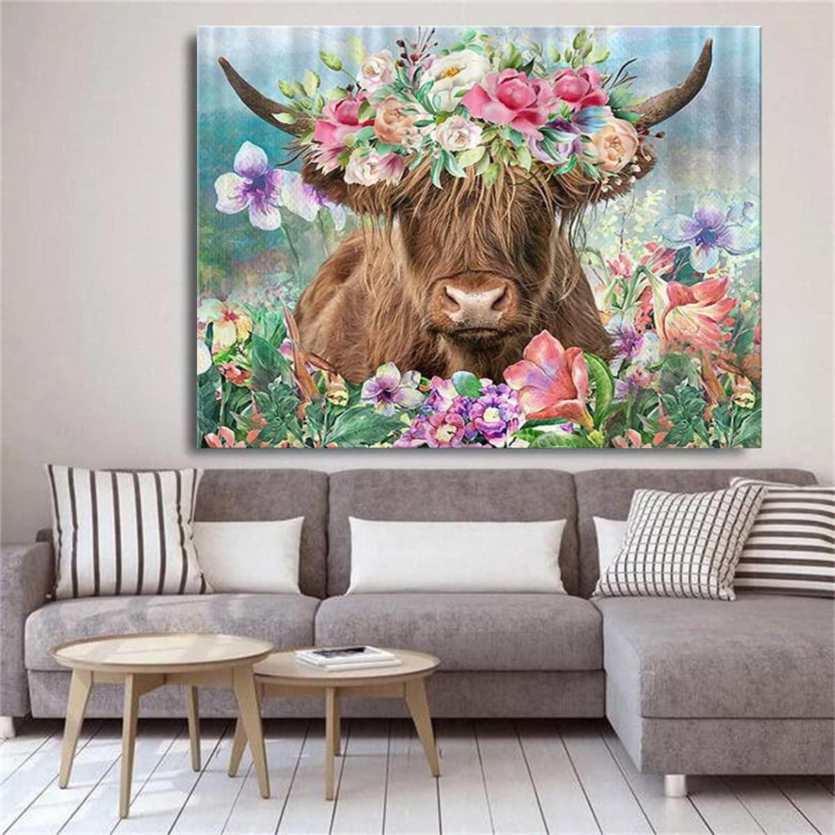 Diamond Painting Kits for Adults - Diamond Art Kits for Kids Beginner DIY 5D Full Drill Crystal Rhinestone Arts and Crafts - Gem Art Painting with Diamonds Dots Home Wall Decor Cow 11.8x15.7inch - Image 4