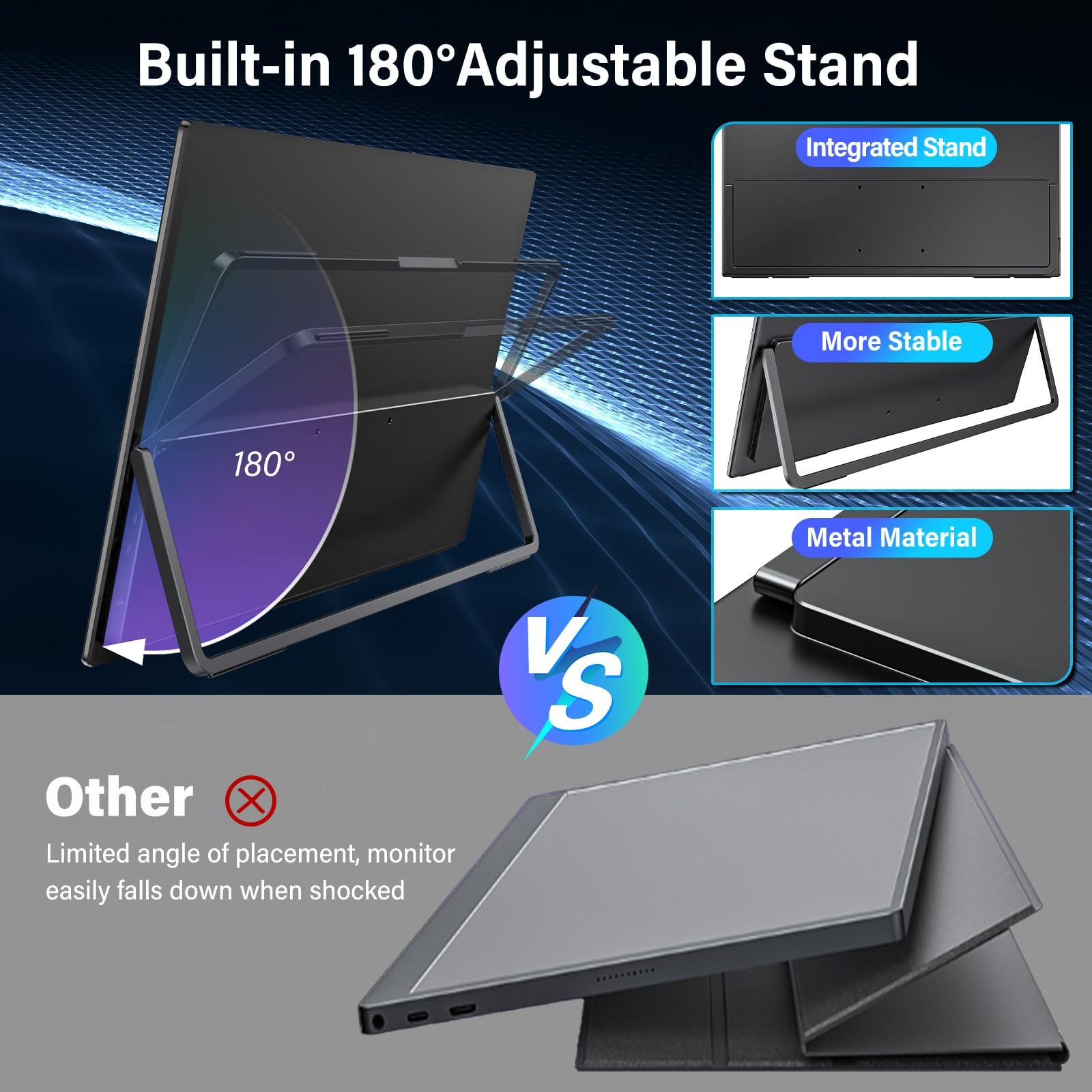InnoView 16" 2K 240Hz Portable Monitor,133% sRGB Portable Gaming Monitor Laptop Monitors Built-in 180° Adjustable Stand Type-C HDMI IPS Eye Care External Second Screen for PS4 PS5 Switch Xbox PC - Image 6