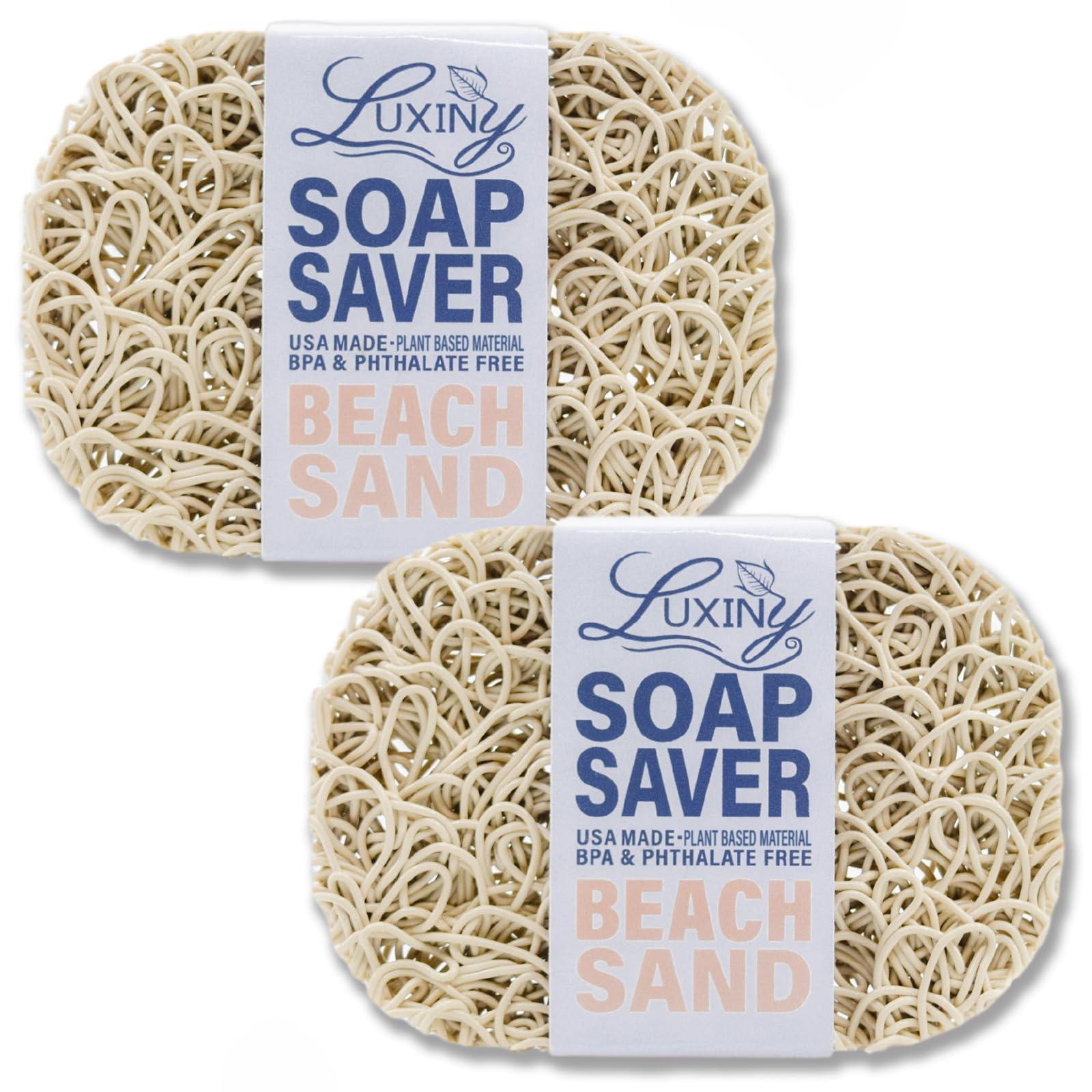 Soap Savers for Bar Soap, American Made by Luxiny, Lifts Soap in Soap Dishes & Shower Soap Holders -Handmade Soap Lasts Longer -Made from Plant Based Materials (Sand - 2 Pack)
