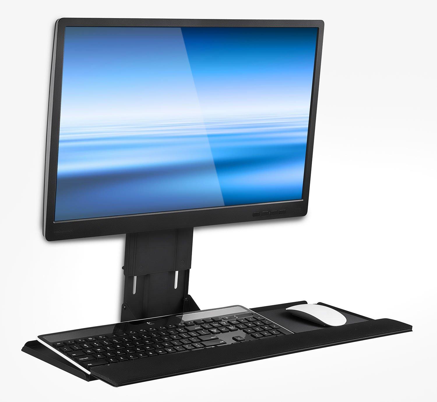 Mount-It! Monitor and Keyboard Wall Mount, Height Adjustable Standing VESA Keyboard Tray, 25 Inch Wide Platform with Mouse Pad (MI-7915) - Image 3