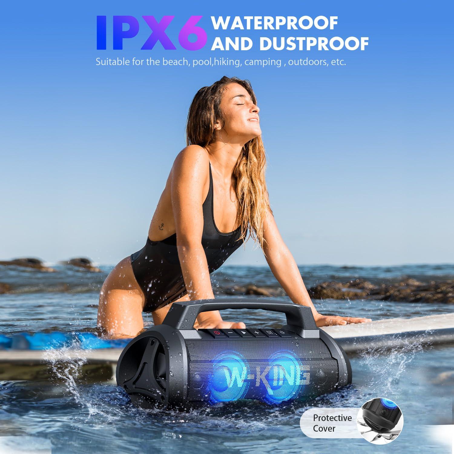 W-KING Portable Speakers Bluetooth Wireless, 120W Max Loudest Bluetooth Speaker, IPX6 Waterproof Outdoor Speaker with 70W Deep Bass/2*Subwoofer/DSP/EQ/42H/LED/MAC-in/Power Bank, Large Party Boombox - Image 3