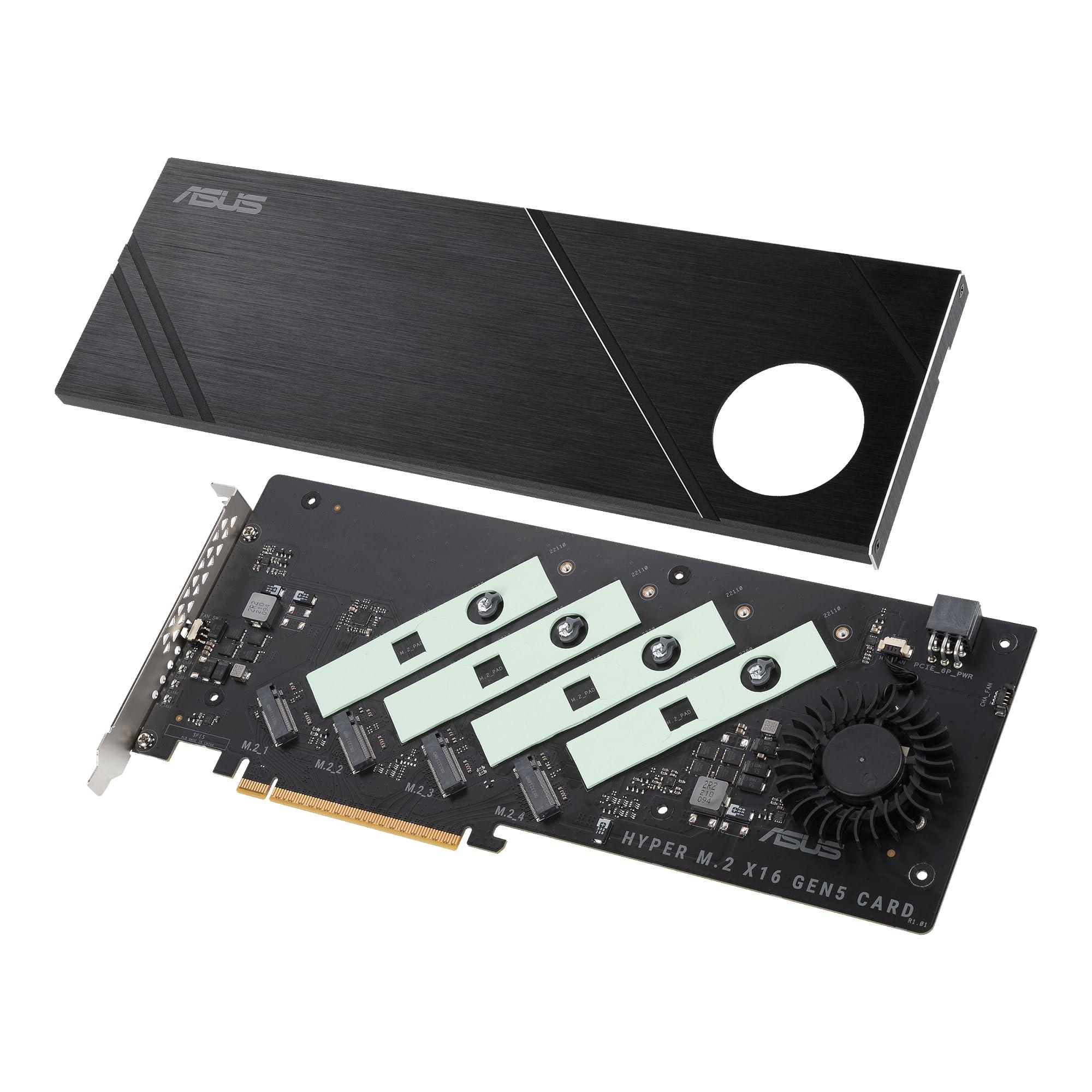 ASUS Hyper M.2 x16 Gen5 Card (PCIe 5.0/4.0) Supports Four NVMe M.2 (2242/2260/2280/22110) Devices up to 512 Gbps for AMD and Intel® Platform RAID Functions. - Image 3
