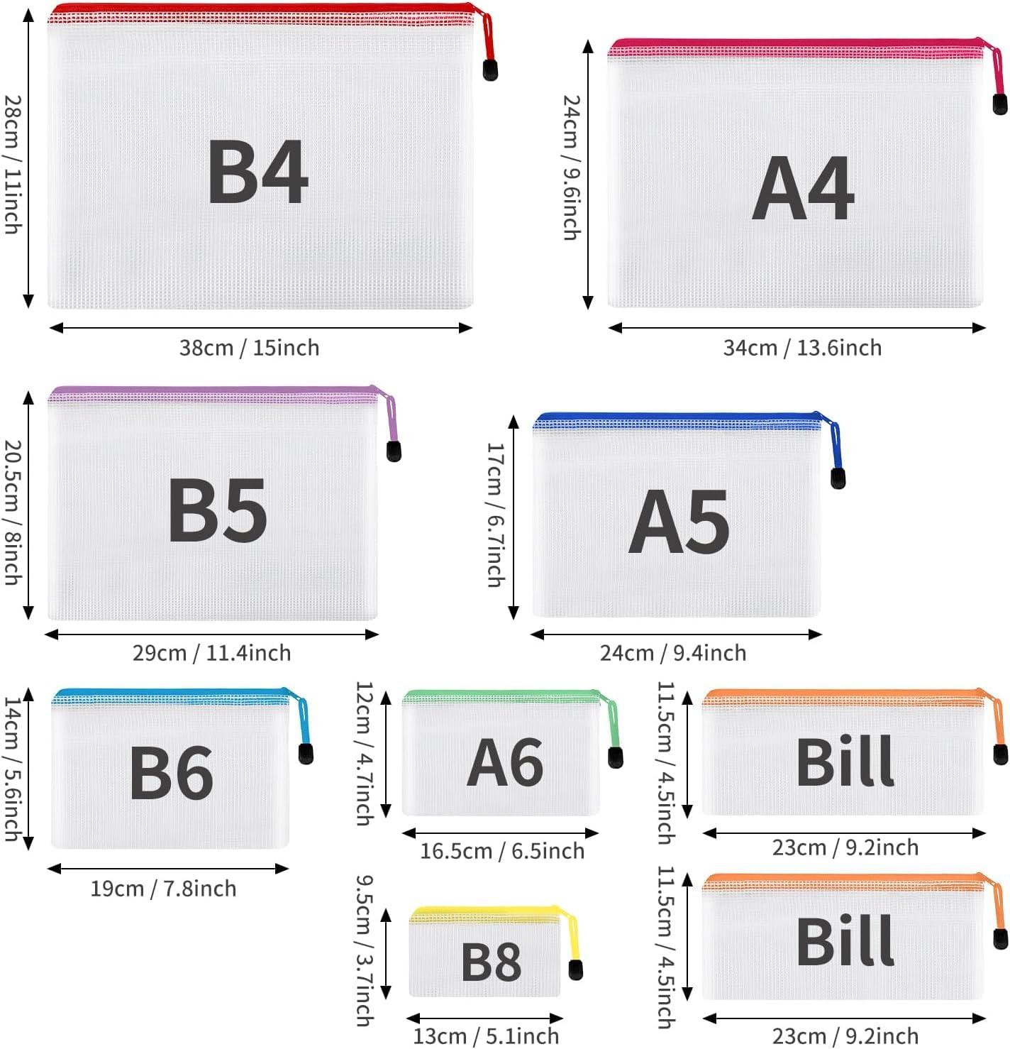 EOOUT 30pcs Mesh Zipper Pouch Bags, 8 Sizes Plastic Bags, 8 Colors Waterproof Pouches with slide fastener for Organization, Multipurpose for Travel, School Supplies, Office and Home Organization - Image 3