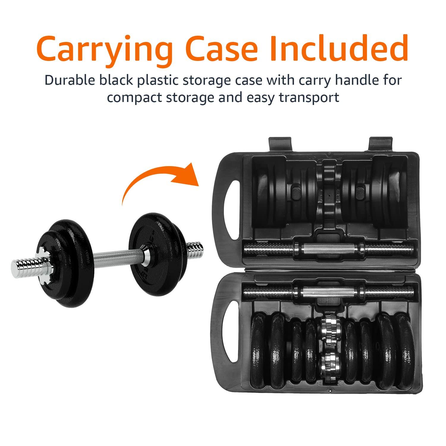 Amazon Basics Adjustable Dumbbell Hand Weight Set, 38 Pounds, Black - Image 5