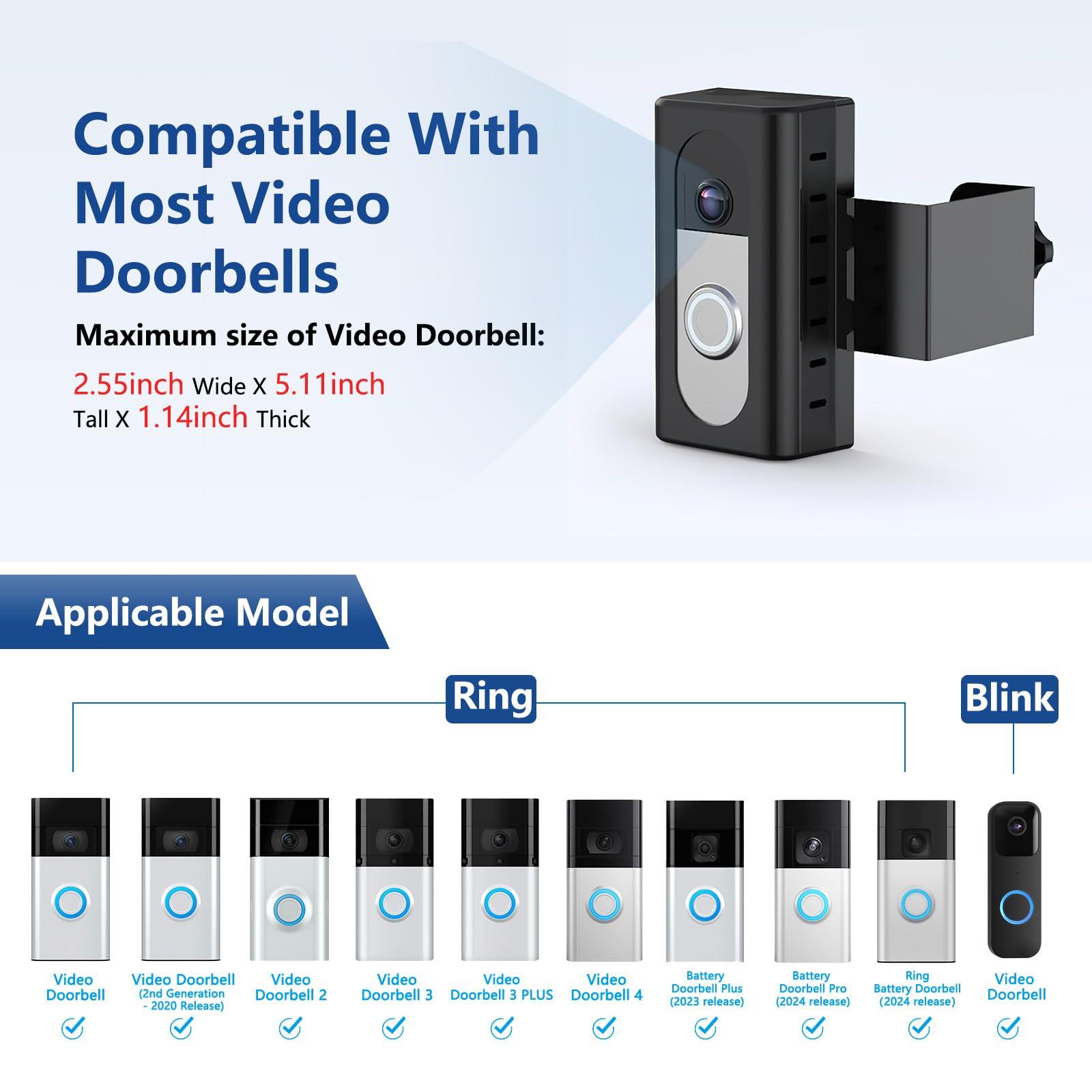 KIMILAR Anti-Theft Video Doorbell Mount Compatible with Ring/Blink Wireless Video Doorbell, Adjustable Mounting Bracket Accessories for Houses, Apartments, Businesses, Not for Security Door - Image 2