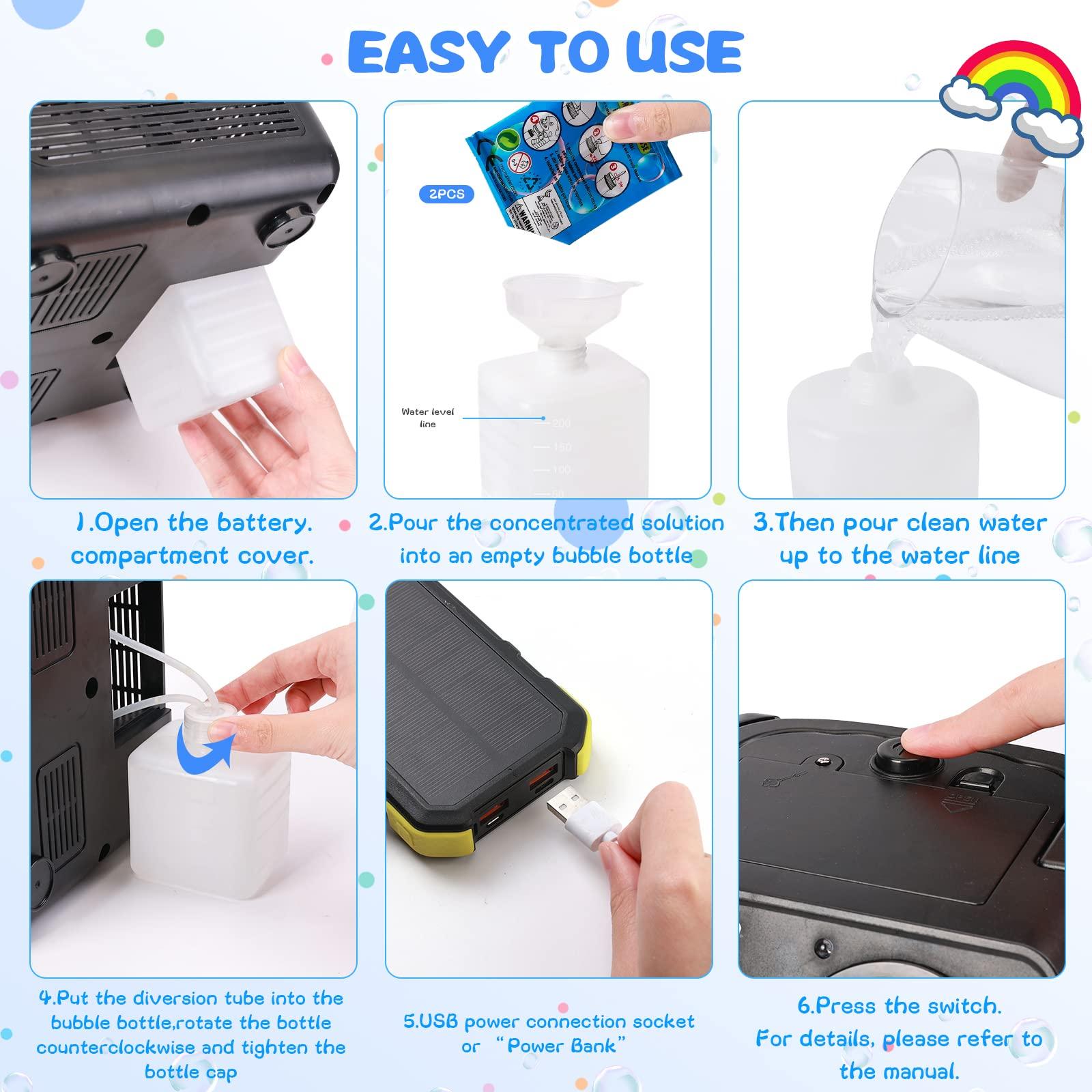 SHCKE Automatic Bubble Machine Upgrade Bubble Blower with 2 Fans,Plug in or Battery Operated Portable Bubble Maker,20000+ Bubbles Per Minute Bubbles for Outdoor Wedding Birthday Party - Image 8