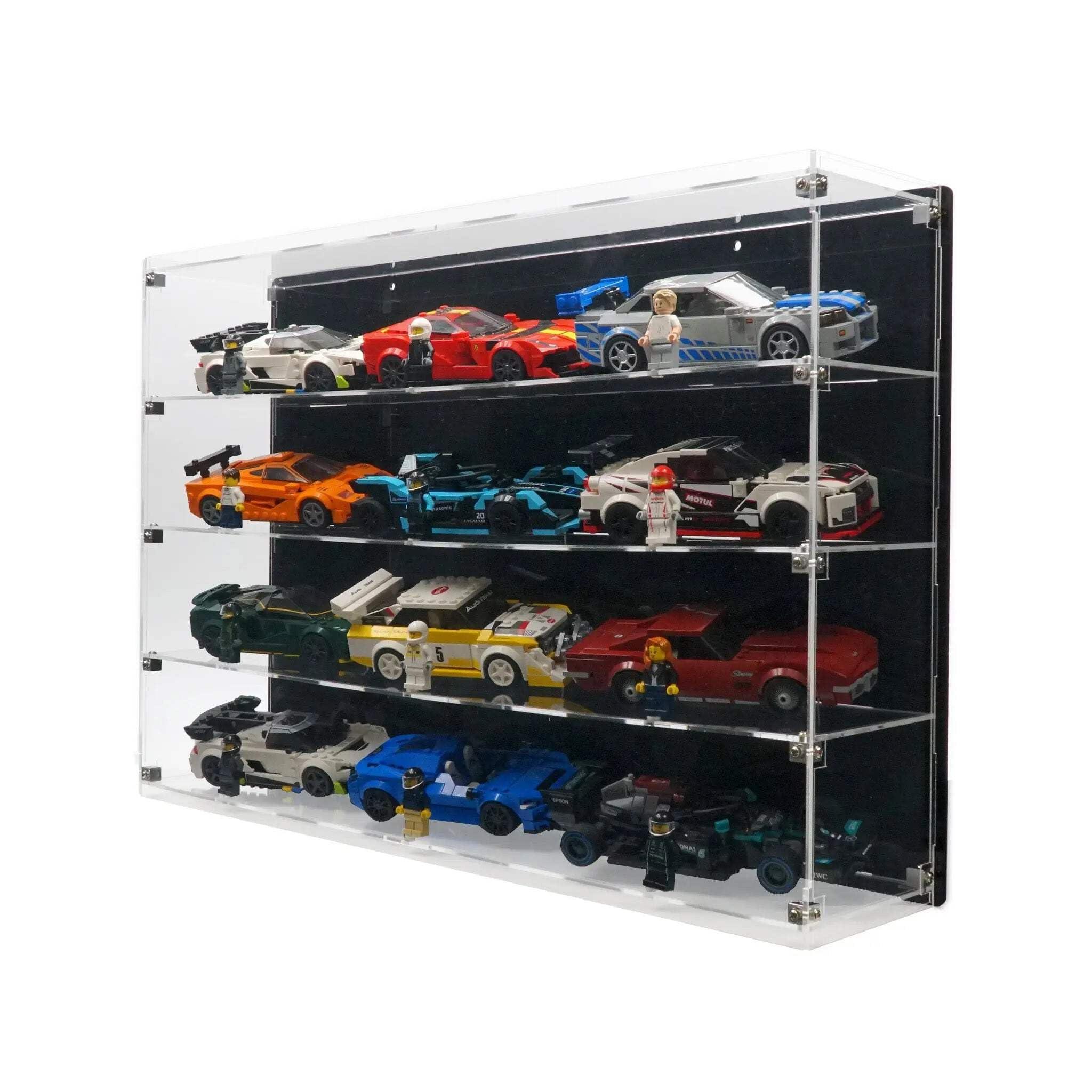 Brickcessories Wall-Mount Display Case for 12 Lego Speed Champions Cars