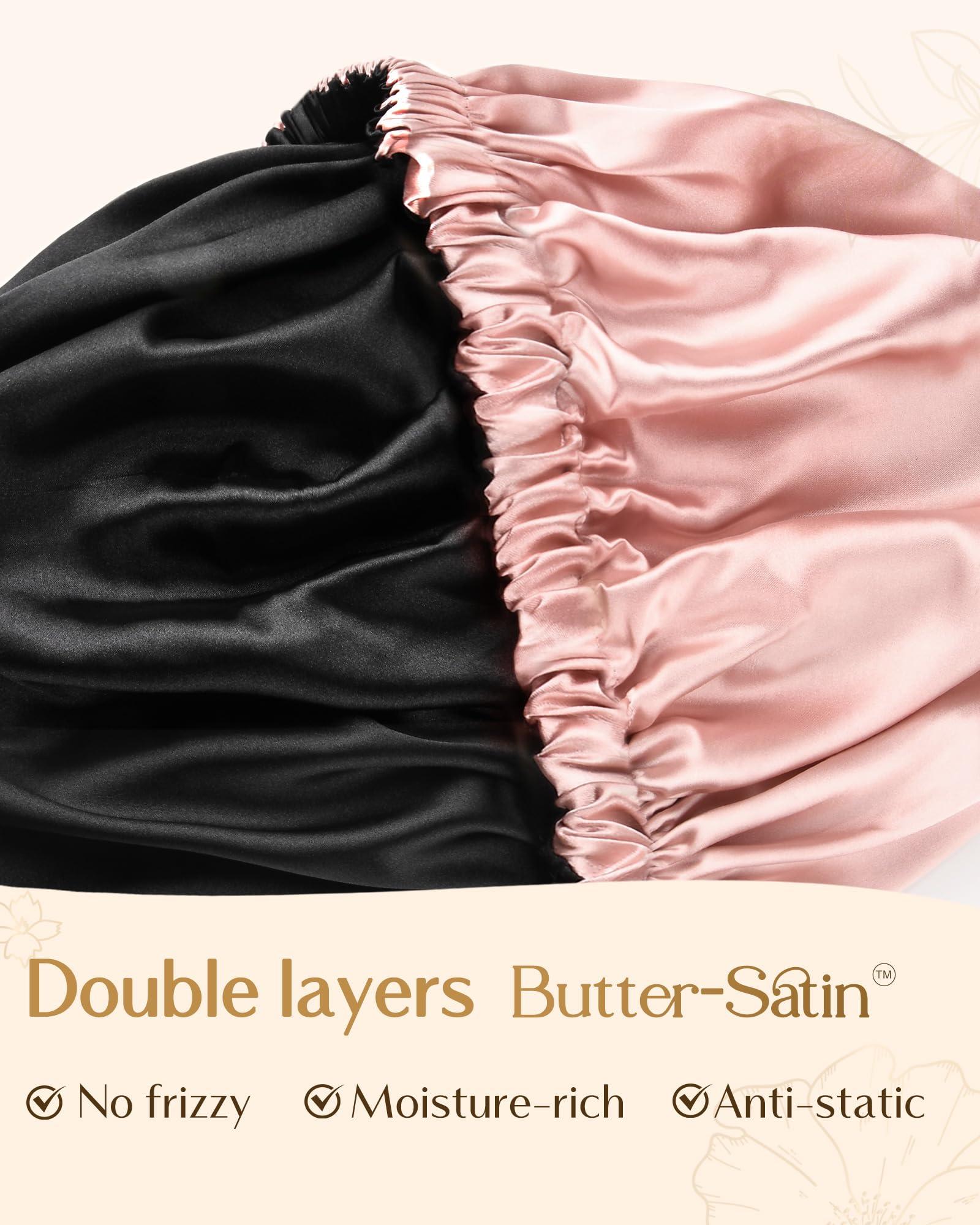 YANIBEST Adjustable Silk Bonnet Double Layer Satin Bonnet Hair Bonnet for Sleeping Bonnets for Women Hats Curly Natural Hair, Blush Pink - Image 4