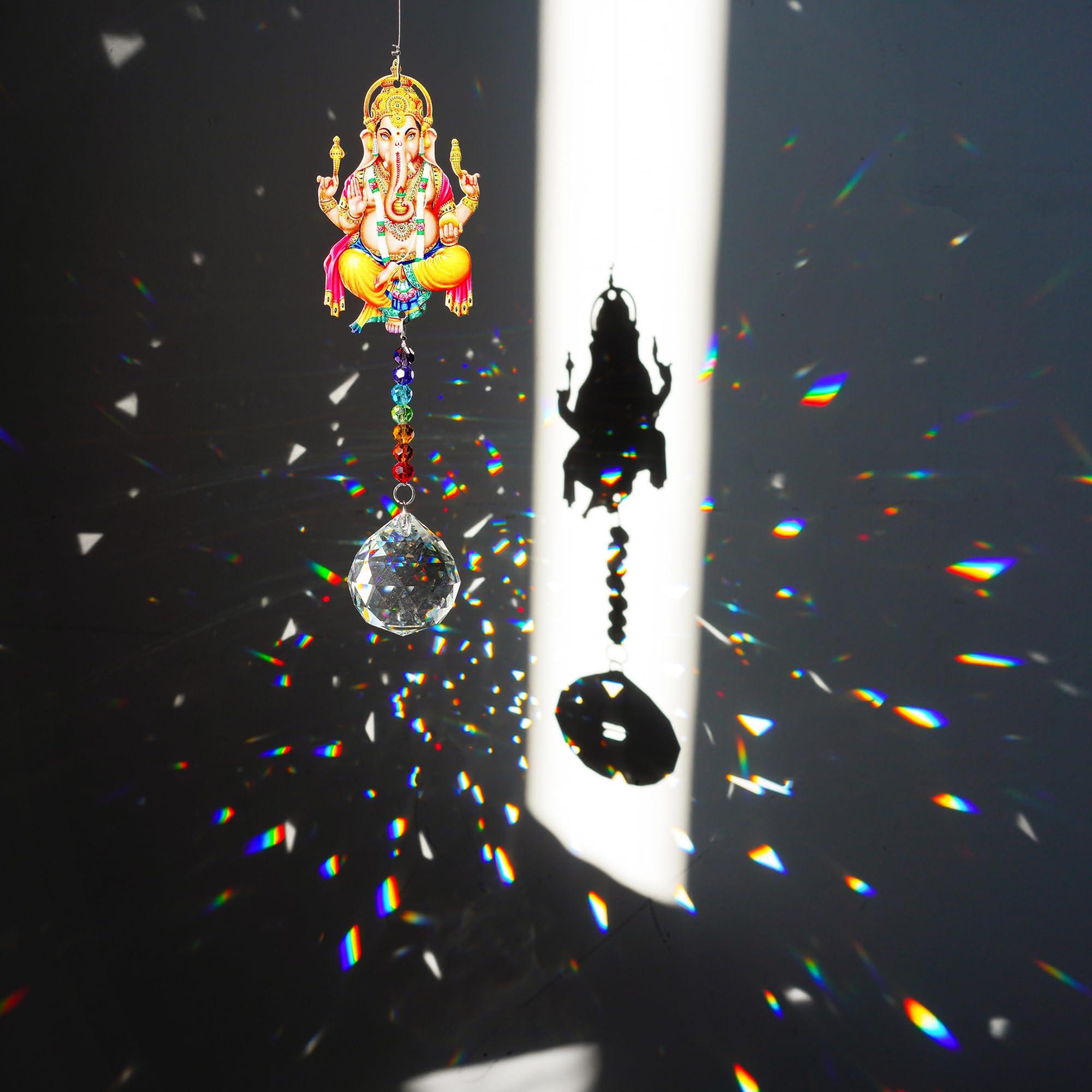 Elephant God Prism Suncatcher Hindu Ganesha Protection Charm Decor Window Garden Wall Hanging Crystal Pendant - Image 2
