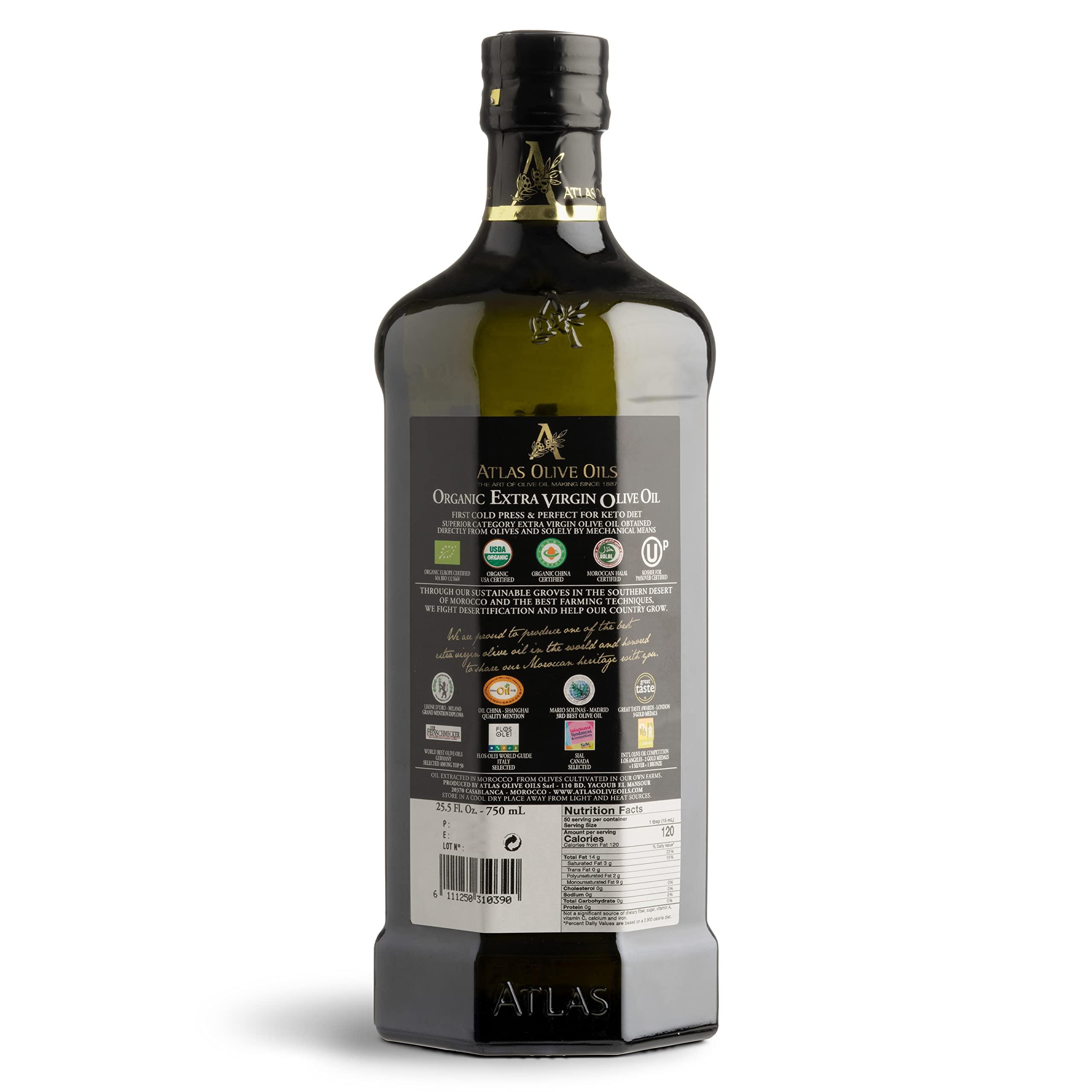 Atlas 750 mL Organic Cold Press Extra Virgin Olive Oil with Polyphenol Rich from Morocco | Newly Harvested Unprocessed from One Single Family Farm | Moroccan EVOO Trusted by Michelin Star Chefs - Image 2