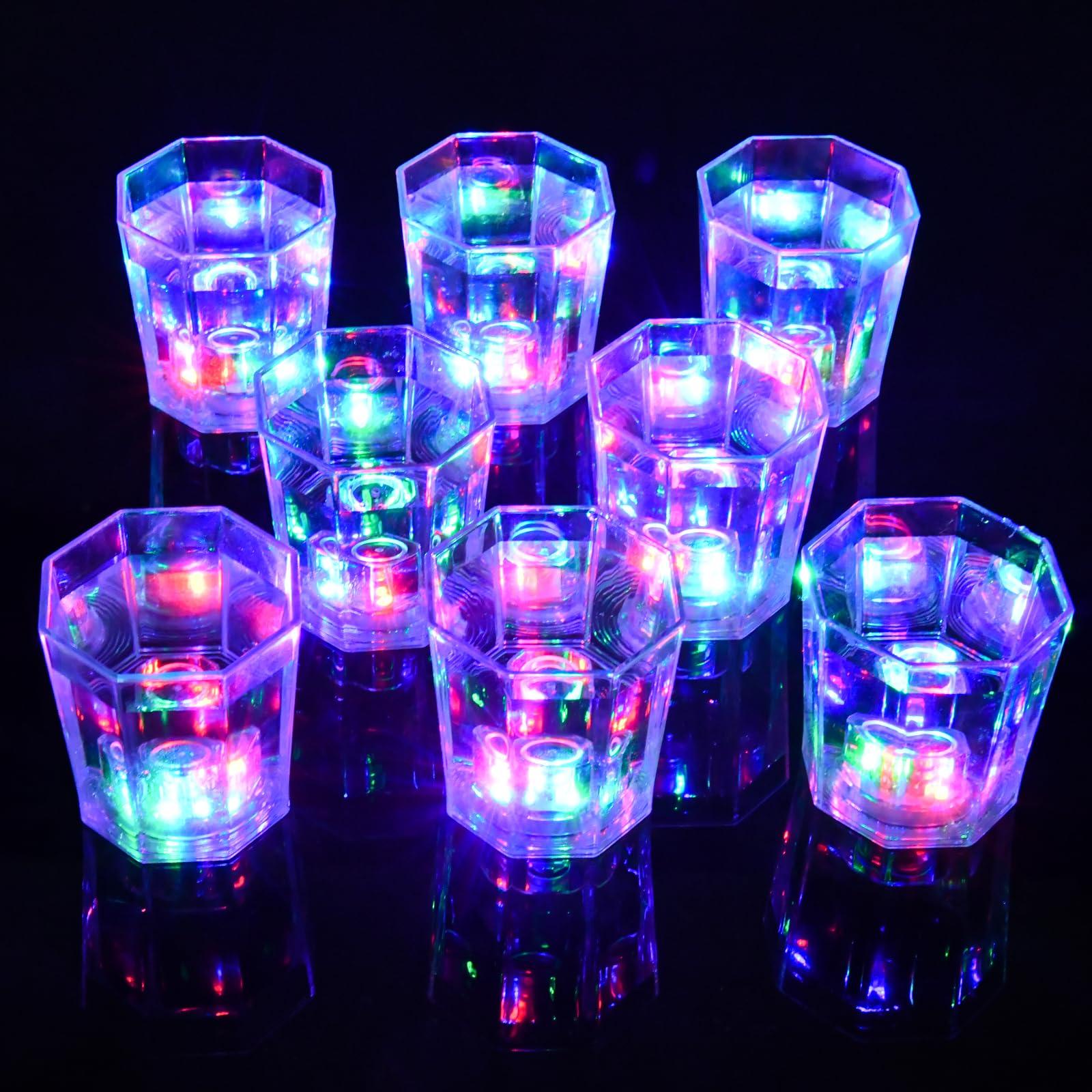 JTWKING Light Up Shot Glasses Set of 24 Party Favors Adults Shot Cups for Party LED Flash Light Up Drinking Glasses Glow in the Dark Shot Glasses for Birthday Valentine Day Weddings Festivals etc - Image 4