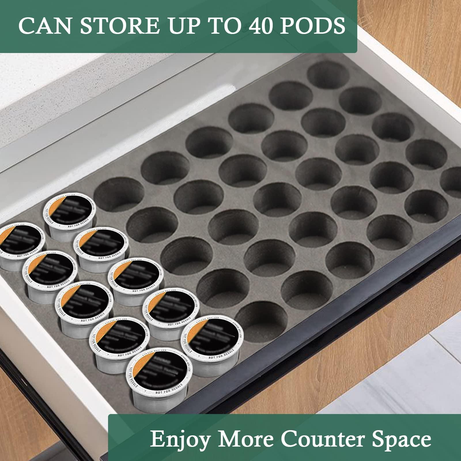 Coffee Pod Holder Compatible with KCup Keurig Pods Coffee Holder Drawer Organizer Tray for Kitchen Office Home Holds 40 Coffee Pods (16.5” X 11”) - Image 4