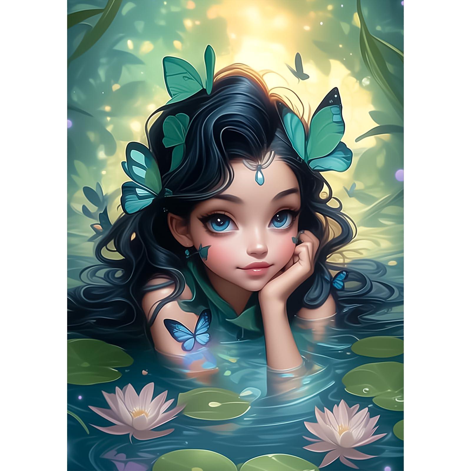 Lxmsja Cartoon Diamond Art Kits for Adults, Flowers DIY Full Drill Diamond Painting Kits for Beginners, 5D Gem Art Crafts for Adults, Home Wall Decor 12x16 inch