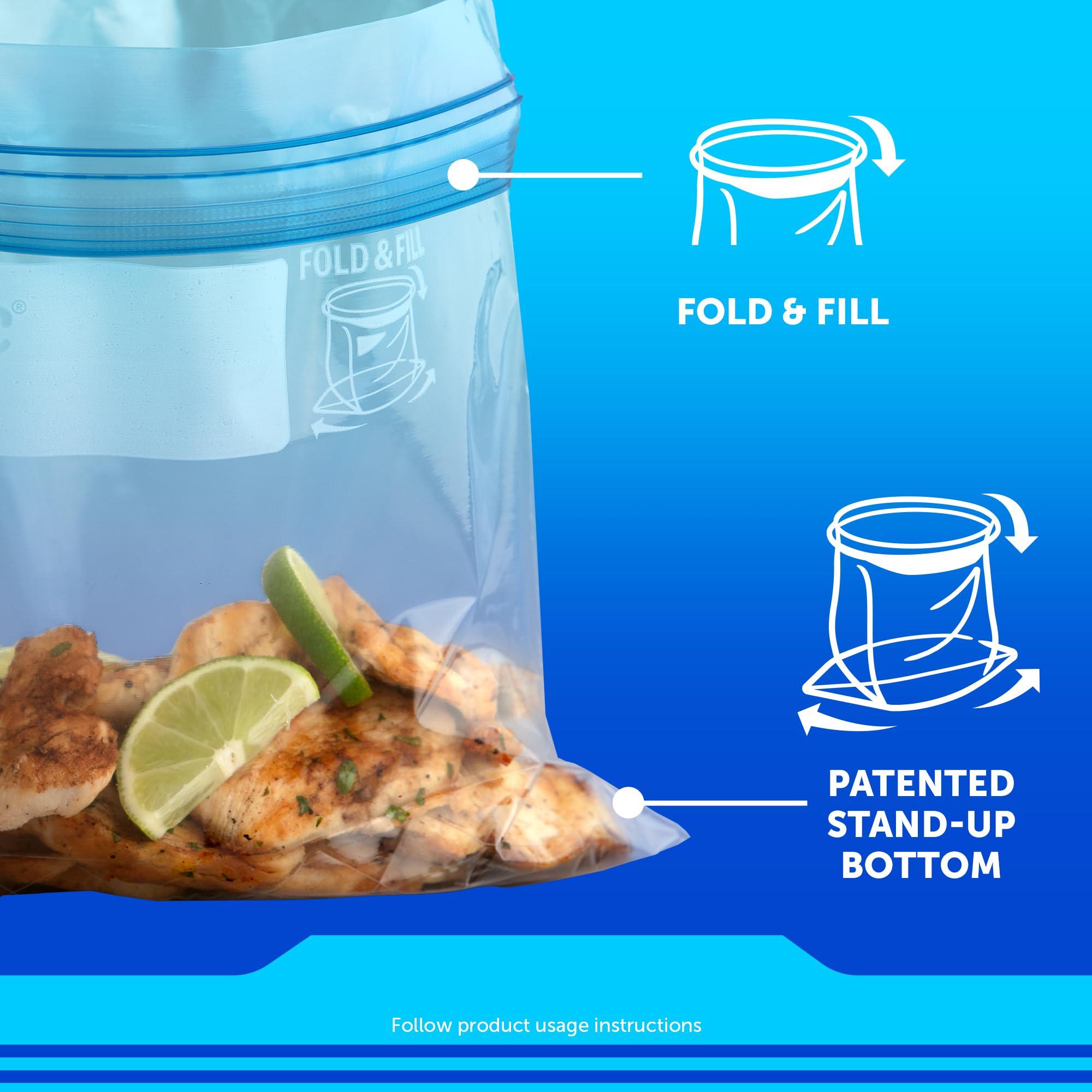 Ziploc Quart Food Storage Freezer Bags, Stay Open Design with Stand-Up Bottom, Easy to Fill, 60 Bags Total - Image 3