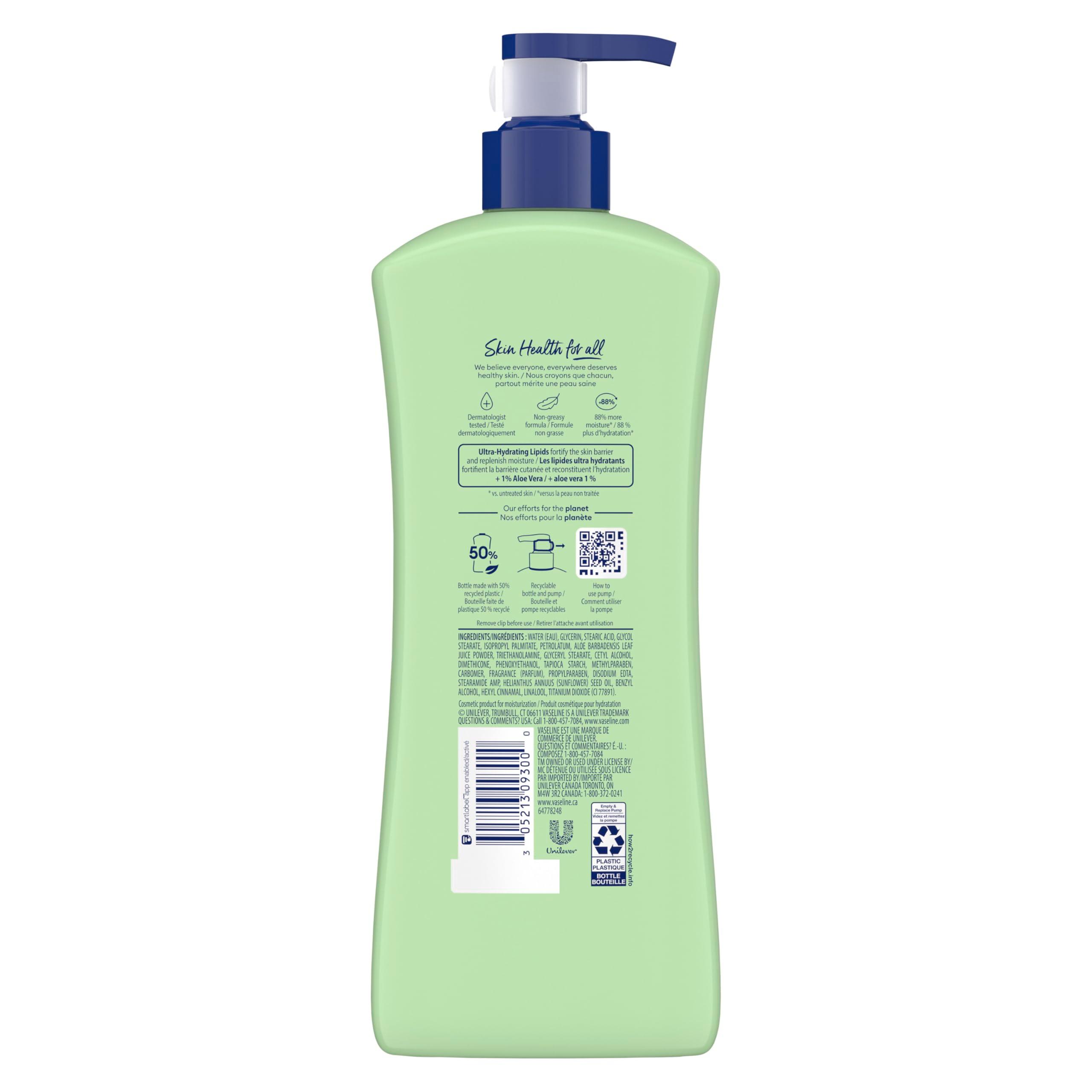 Vaseline Intensive Care Body Lotion for Dry Skin Soothing Hydration Lotion Made with Ultra-Hydrating Lipids + 1% Aloe Vera Extract to Refresh Dehydrated Skin 20.3 oz, Pack of 3 - Image 2