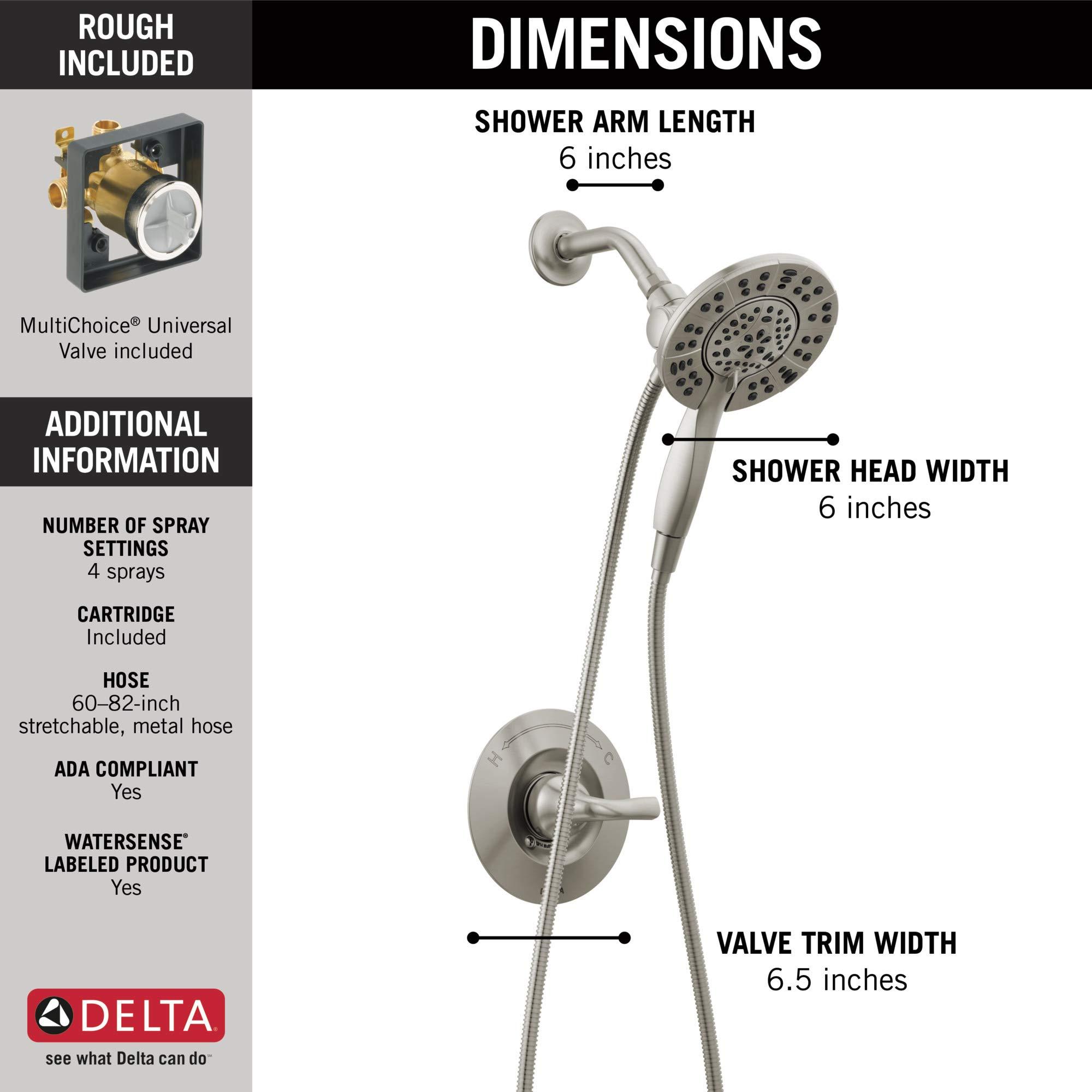 DELTA 142840-SP-I Arvo Tub Shower, SpotShield Brushed Nickel - Image 3