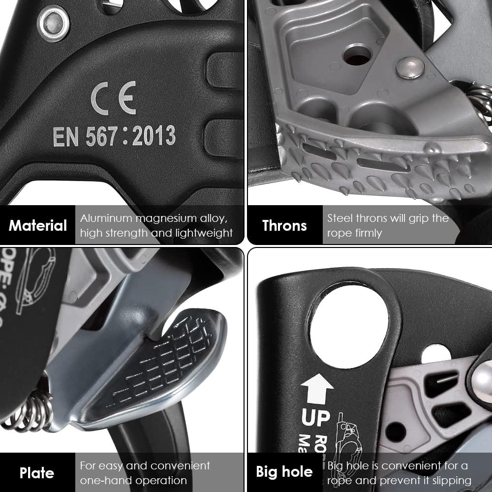 Lixada Climbing Hand Ascender 8-13mm Vertical Rope Access with Ergonomic Rubber Handle CE Certified Strong Rappelling Gear Equipment for Rock Climbing Tree Arborist, Rescue Caving - Image 5
