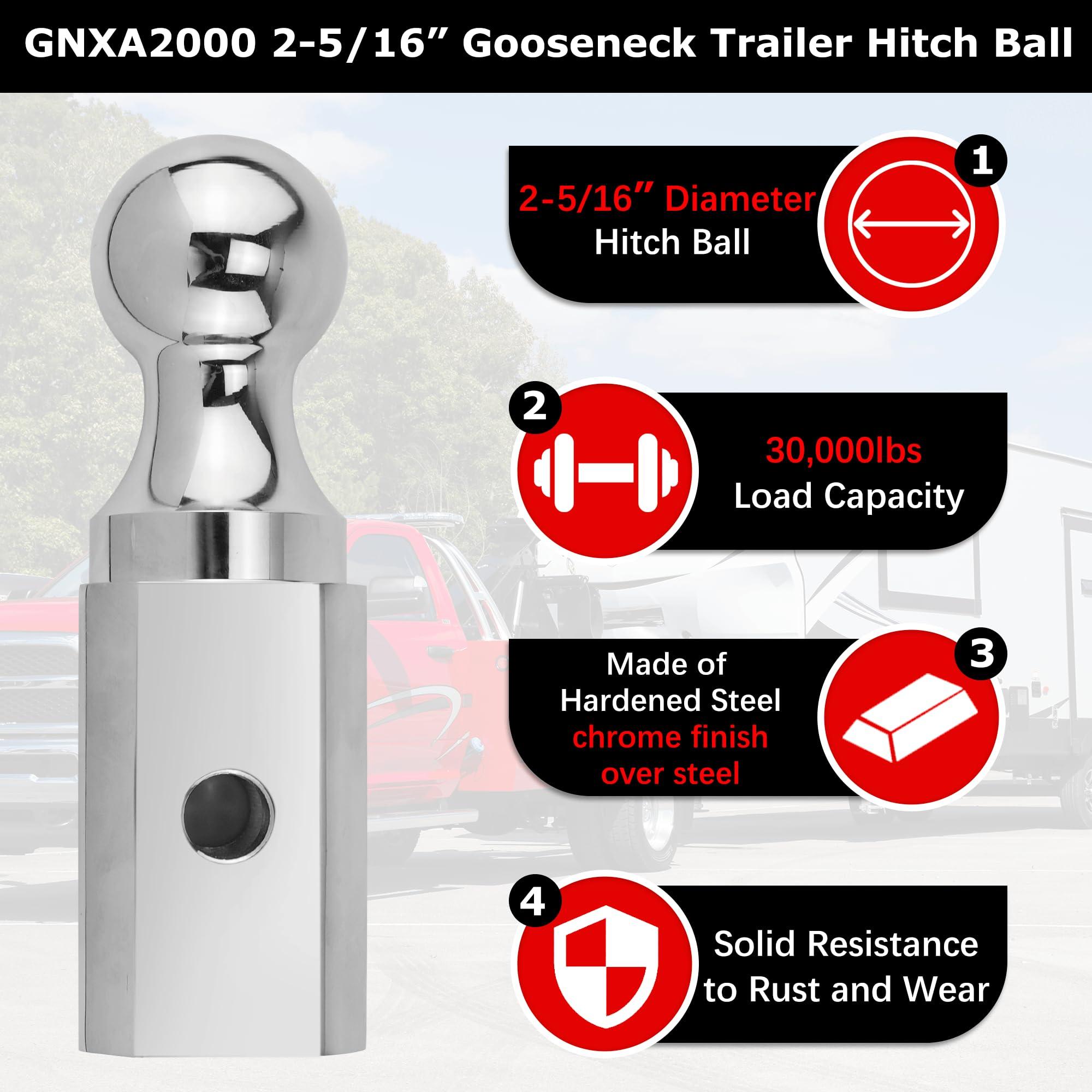Gooseneck Ball Hitch GNXA2000 2-5/16" Replacement Compatible with B-W Trailer Hitches Part Number GNXA2000 Gooseneck Tow Hitch Ball,Trailer Hitches GNXA2000-30,100lbs Load Capacity Fetechmate - Image 6