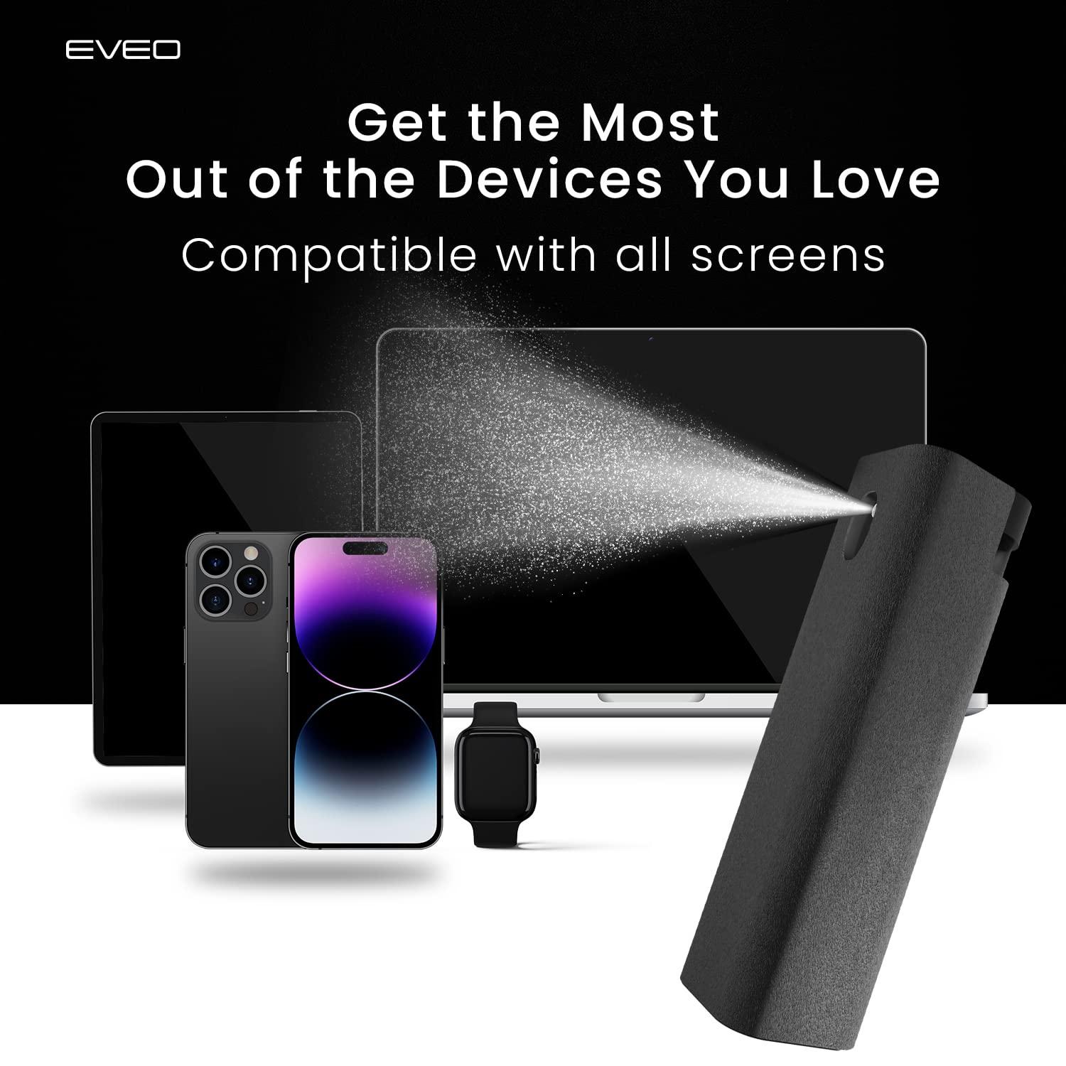 EVEO Screen Cleaner Spray and Wipe - 2-in-1 Car Screen Cleaner & iPhone Cleaner Touchscreen Mist Cleaner for Laptop, Computer, MacBook, iPad and More - Streak-Free Shine - Grey - Image 9
