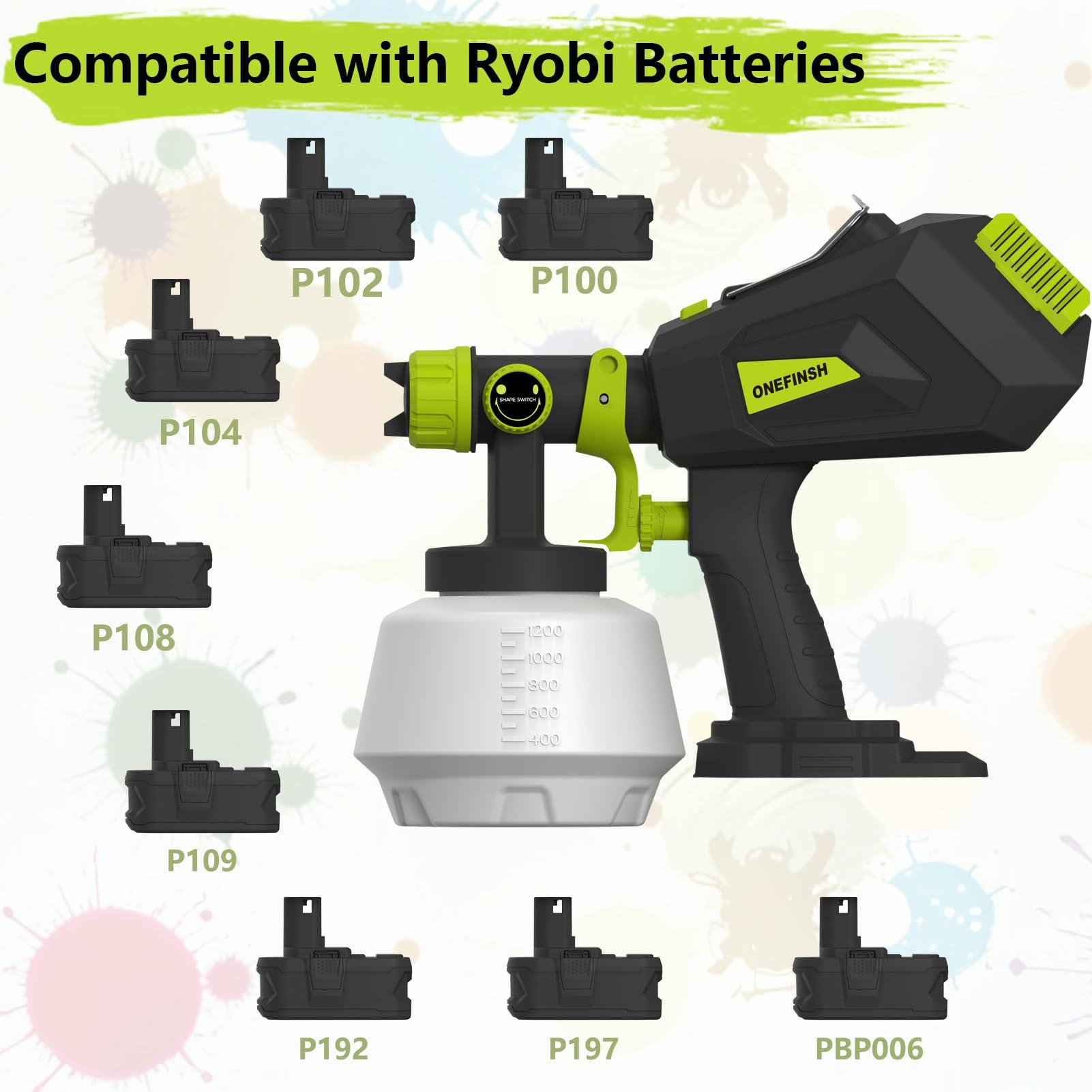 ONEFINSH Cordless Paint Sprayer for Ryobi 18V Battery, Handheld HVLP Paint Gun with 3 Spray Patterns & 4 Nozzles, Ideal for DIY Projects, House Painting, Furniture & More (No Battery Included) - Image 5