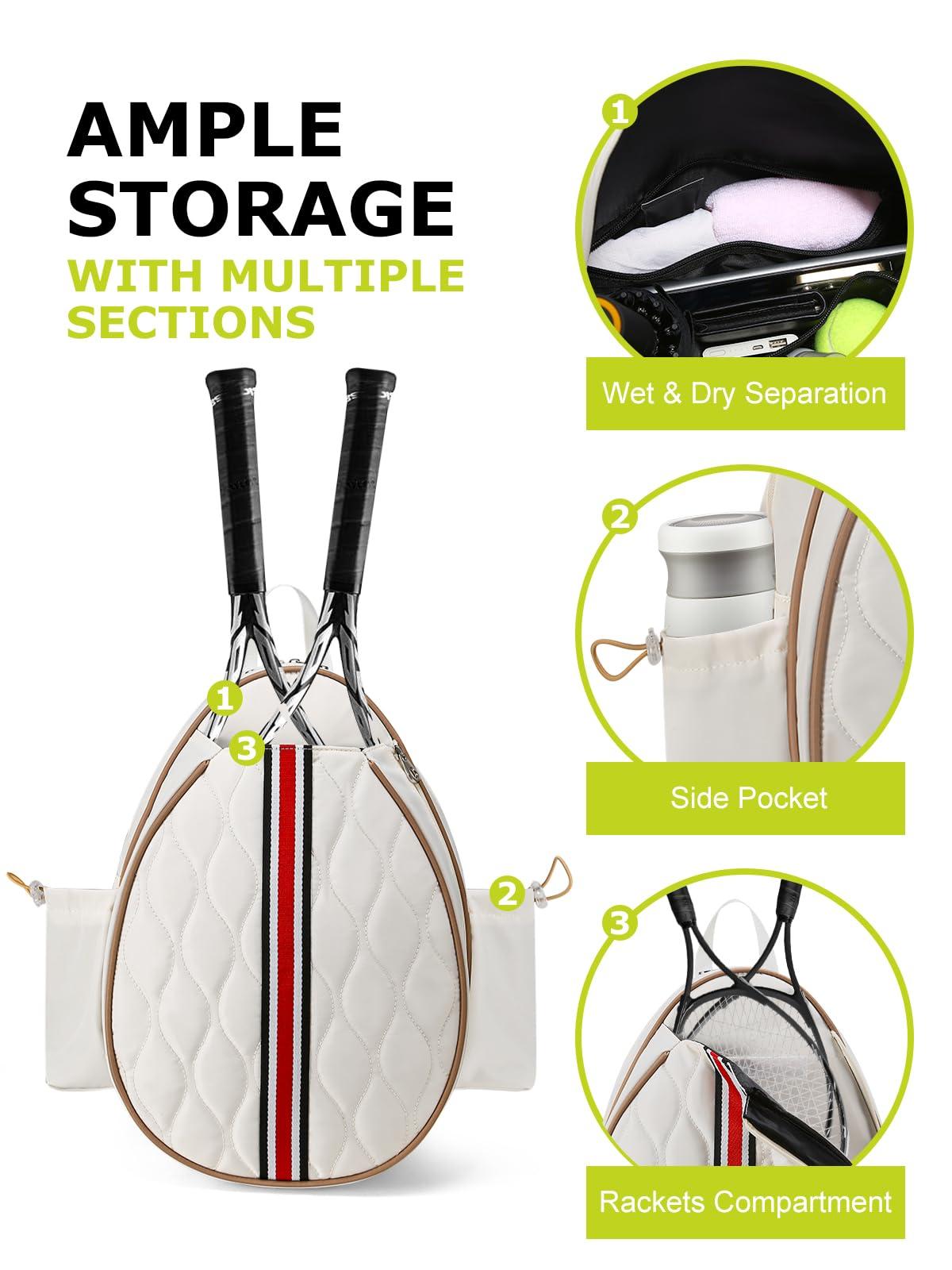 Lunbxx Tennis Bags Holds 2 Rackets for Women & Men, Tennis Backpack Crossbody & Shoulder Racket Bag, Insulated Pocket, Pickleball Bags for Women, Men and Youth - Image 4