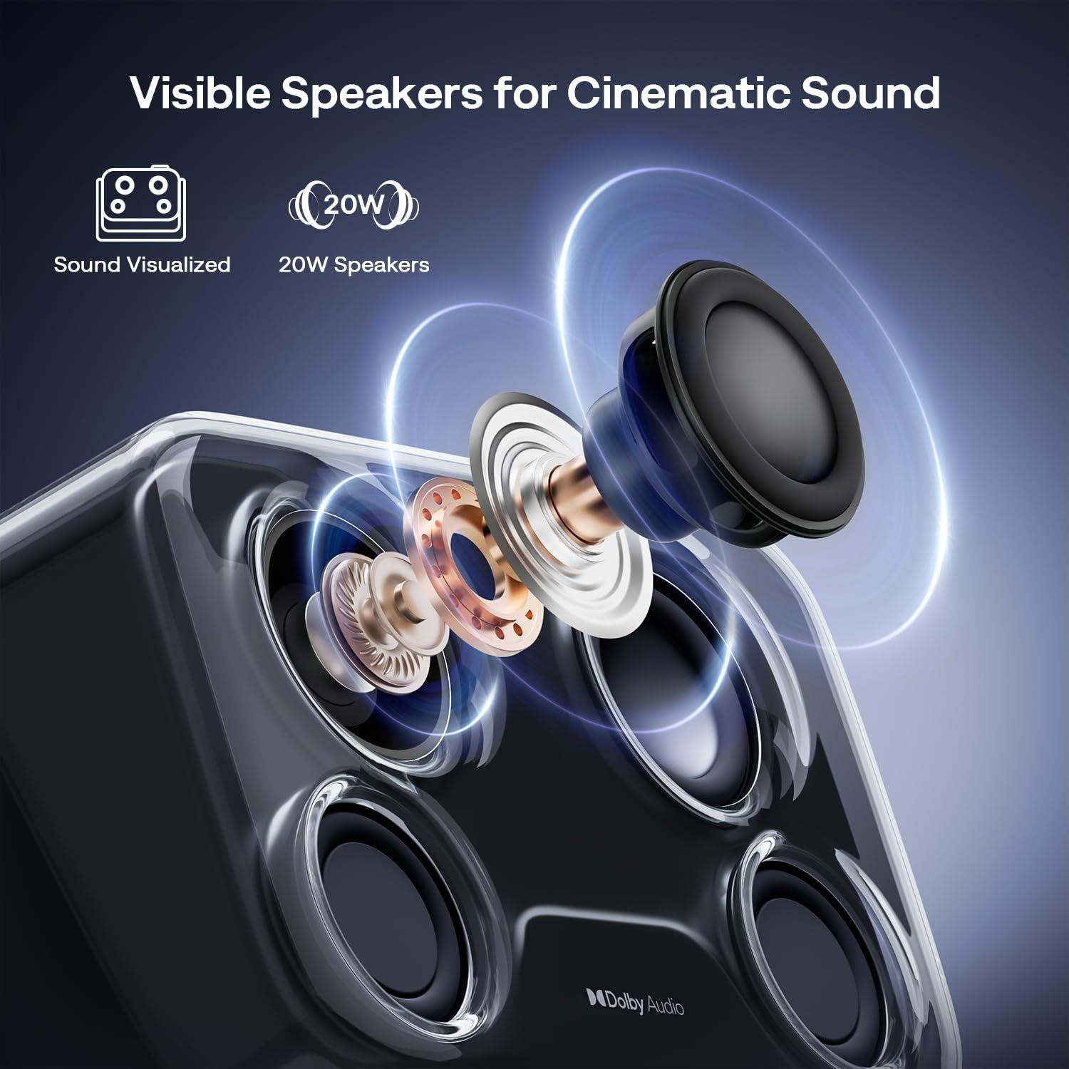 Aurzen BOOM mini Google TV 4K Supported Smart Projector with WiFi and Bluetooth, Outdoor & Home Movie Projector with 20W Speakers DoIby Audio, Real-Time Focus & Keystone, 500 ANSI Lumens, Black - Image 6