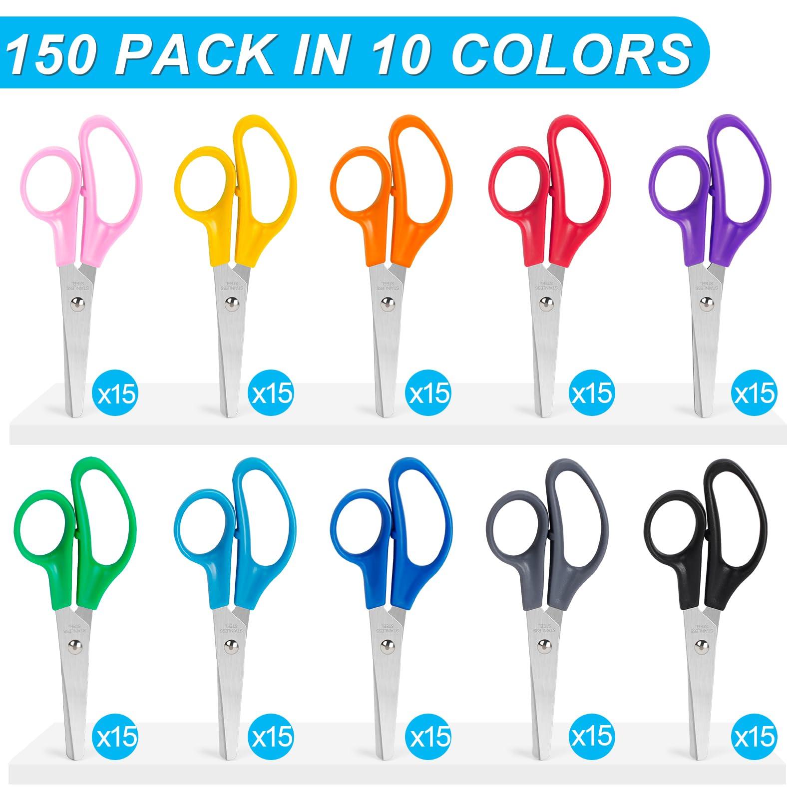 Toidgy 150 Packs Kids Scissors, 5 Inch Scissors Bulk for School, Blunt Tip Scissors for Kids Student Teacher, Safety Scissors for Preschool Classroom Office Home, School Supplies Craft Cutting Paper - Image 2