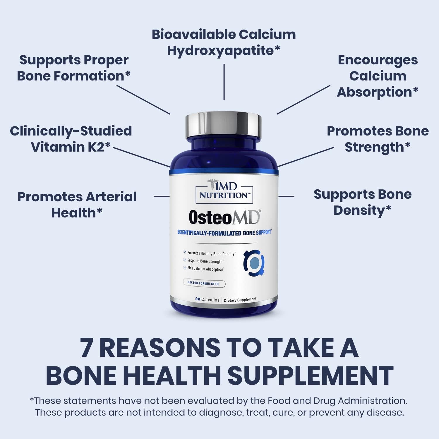 1MD Nutrition OsteoMD for Comprehensive Support - Supplement for Women and Men - Promote Density w/Vitamin D - Hydroxyapatite w/Vitamin D3 & K2-90 Capsules - Image 3