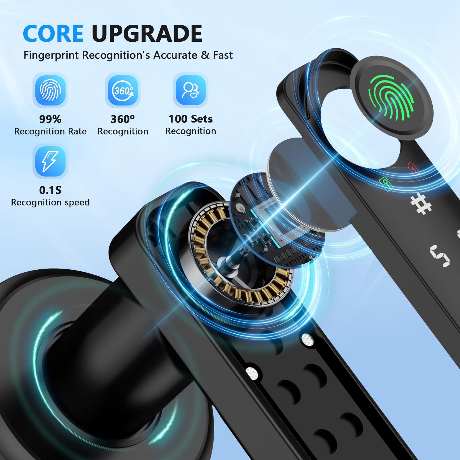 Fingerprint Door Lock, Smart Door knob, Biometric Door Lock, Bedroom Door knob with Code and App, Keypad Keyless Entry with Handle for Home Hotel Office Apartment - Image 4