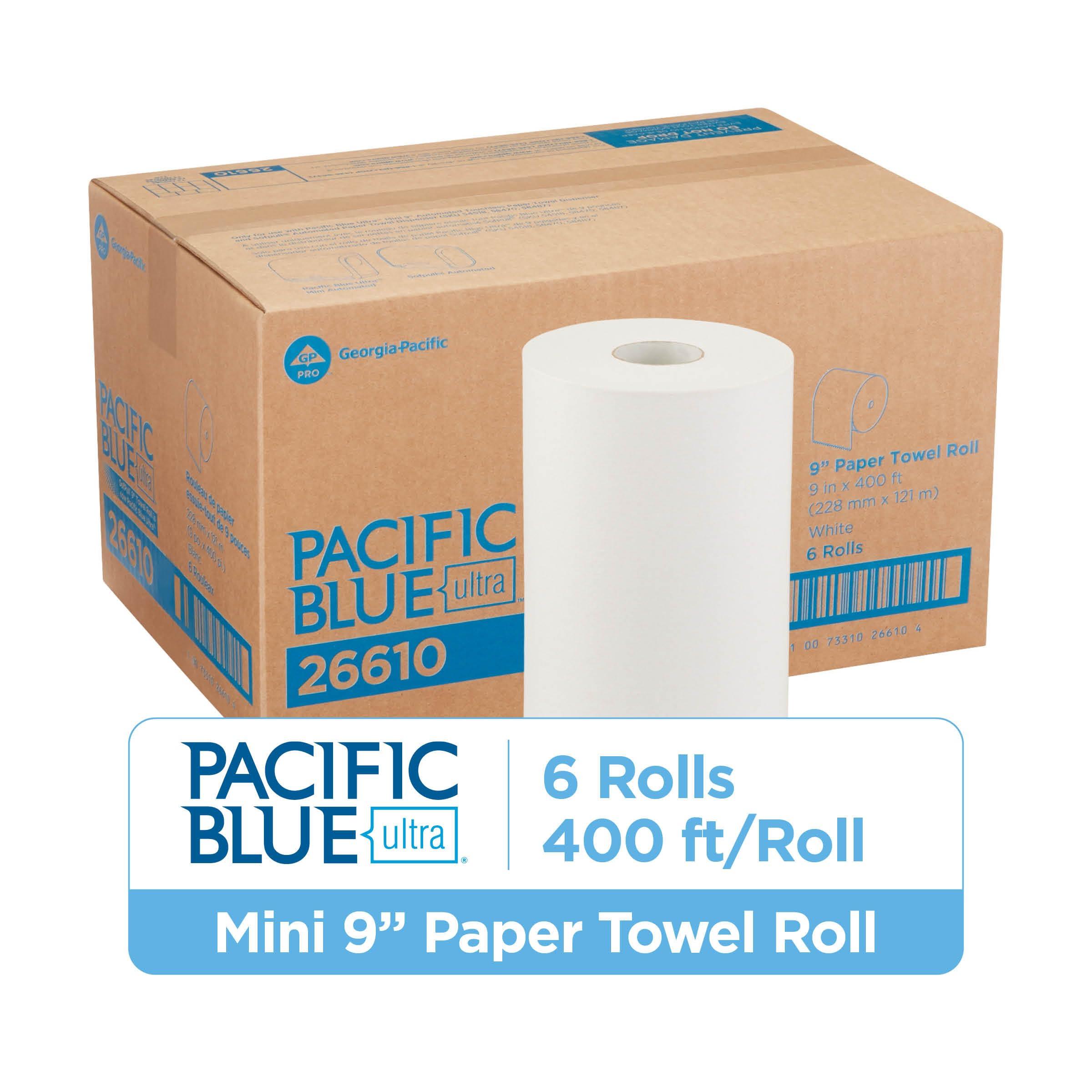 Georgia-Pacific, Pacific Blue Ultra, 9" Paper Towel Rolls (26610), White, 6 Rolls per Case, 400' per Roll - Image 4
