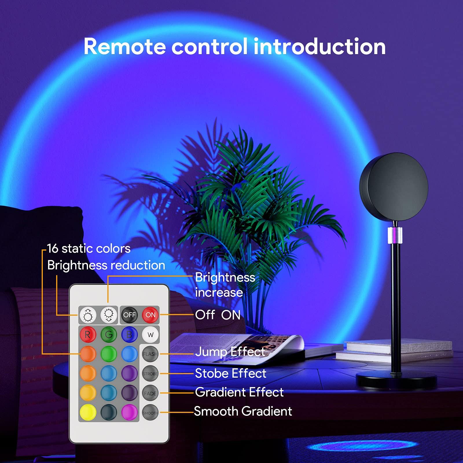 Sunset Lamp Projection Led Lights with Remote, Multicolor Colors Night Light 360° Rotation Rainbow Lights 4 Modes Setting for Photography/Selfie/ Party/Home/Living Room/Bedroom Decor, Gifts for Women - Image 4