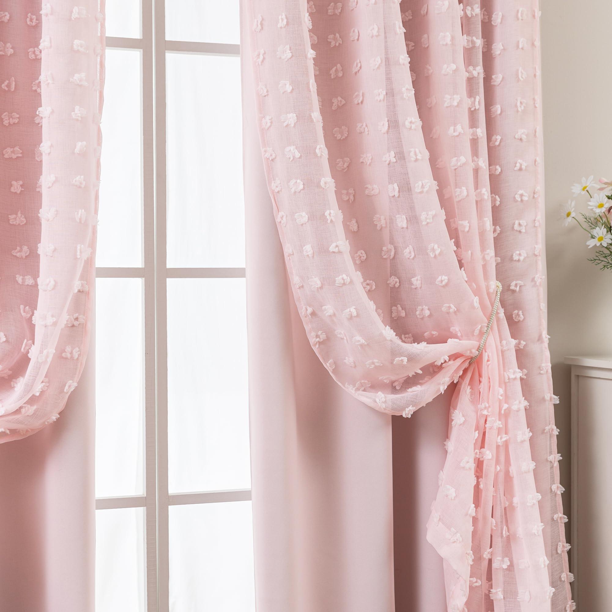 Cottage Core Whimsical Curtains,Pink Fairy Blackout Cottagecore Fancy Curtains for Living Room Bedroom 96 Inches Long - Image 6
