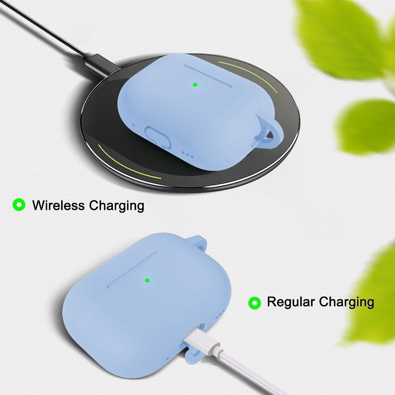 MOLOVA AirPod Pro Case Cover with Cleaner Kit, Soft Silicone Cover for AirPods Pro Case 2nd/1st Comes with Keychain for Women Men,Suitable Cases for Airpods Pro 2nd Generation Case and 1st-Denim Blue - Image 3
