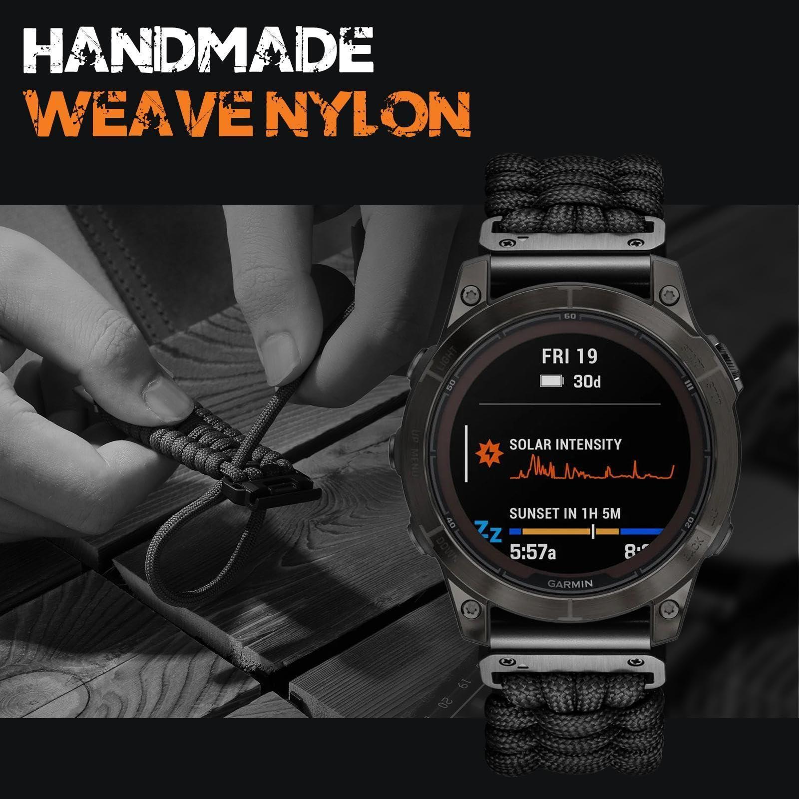Tactical Rugged Nylon Band + Paracord Band Compatible with Garmin Instinct Watch Band - Image 2