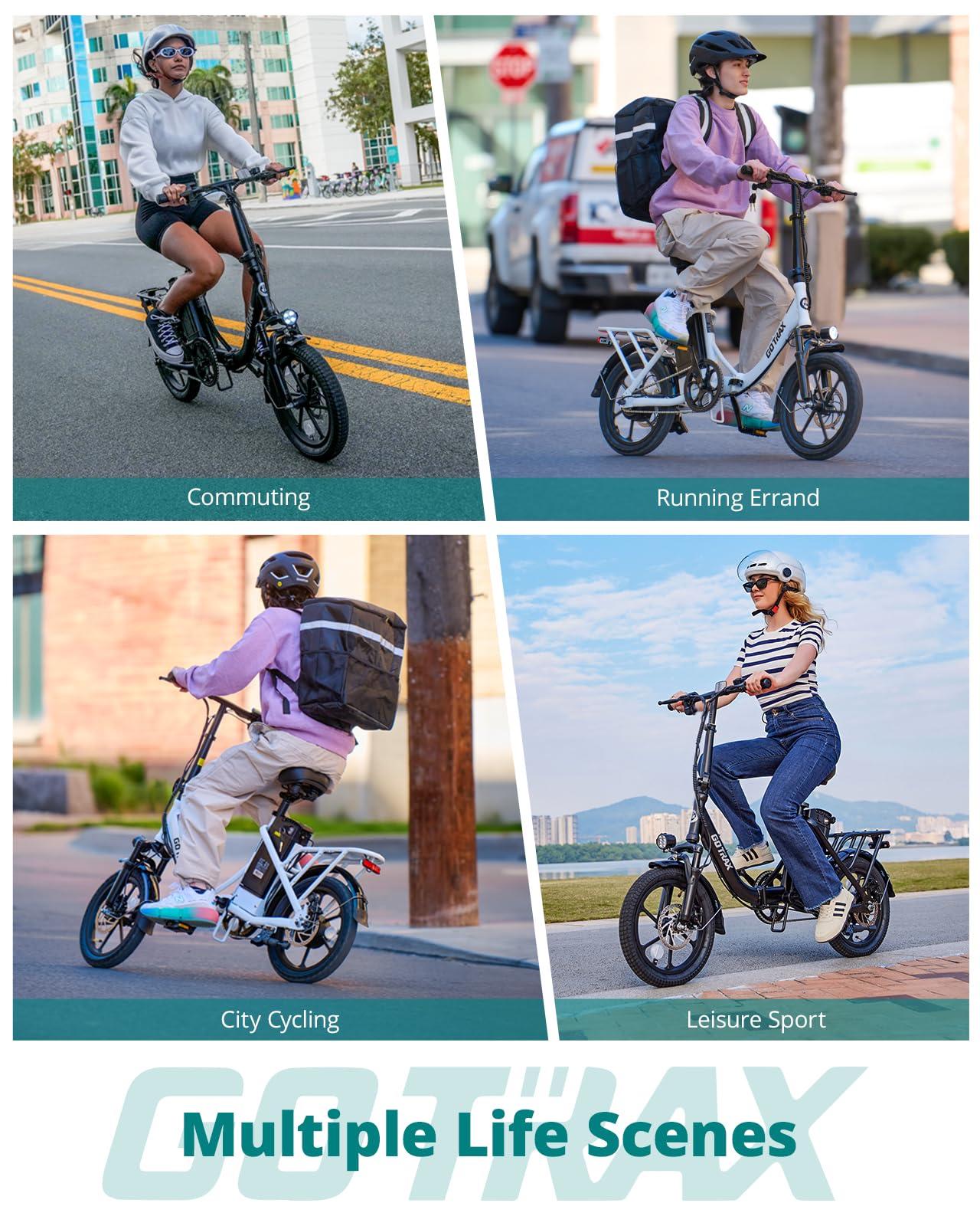 Gotrax 16" Folding Electric Bike, Max 28Miles Range(Pedal-Assist) & Speed 15.5Mph Power by Peak 500W, E-Bike with Removable Battery, Suspension & Adjustable Size, Commuter Bicycle for Adults/Teens - Image 7