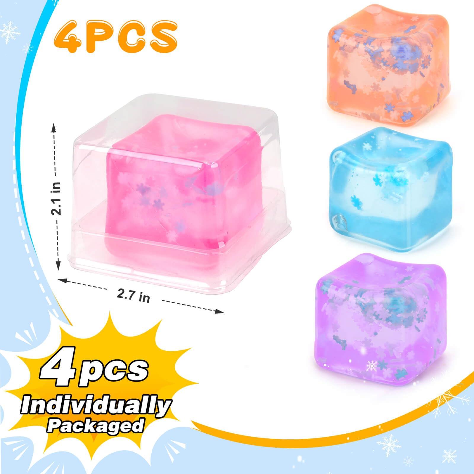 Gretex Ice Cube Fidget Toy for All Ages: 4 Pack Soft Cubes Sensory Fidget Ice Cube Stress Ball Squishy Cube Stress Relief Toys for Kids, Teens and Adults Party Favors, Birthday Gift for Kids Age 3+ - Image 2