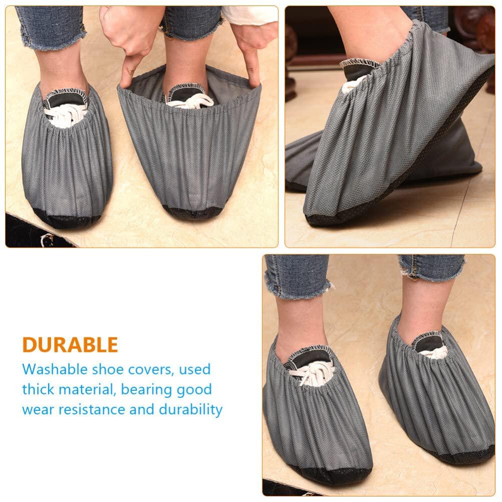 Kisangel 3 Pairs Reusable Shoe Covers Indoor Boot Covers Dust Foot Covers for Home Washable Daily Use,Grey - Image 4