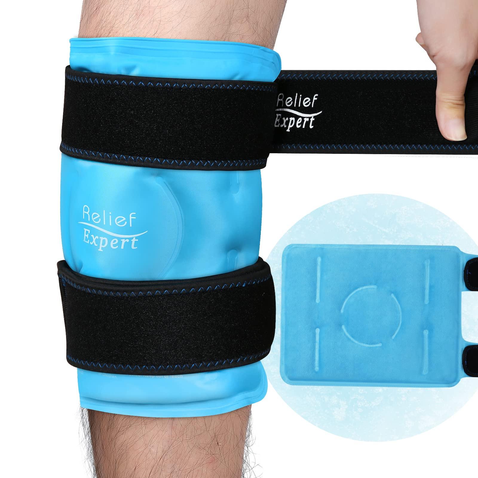 Relief Expert Knee Ice Pack Wrap Around Entire Knee, Large Ice Pack for Leg Soothing Discomfort, Reusable Ice Wraps with Cold Compress for Musclar Relaxation, Post-Workout Recovery,L