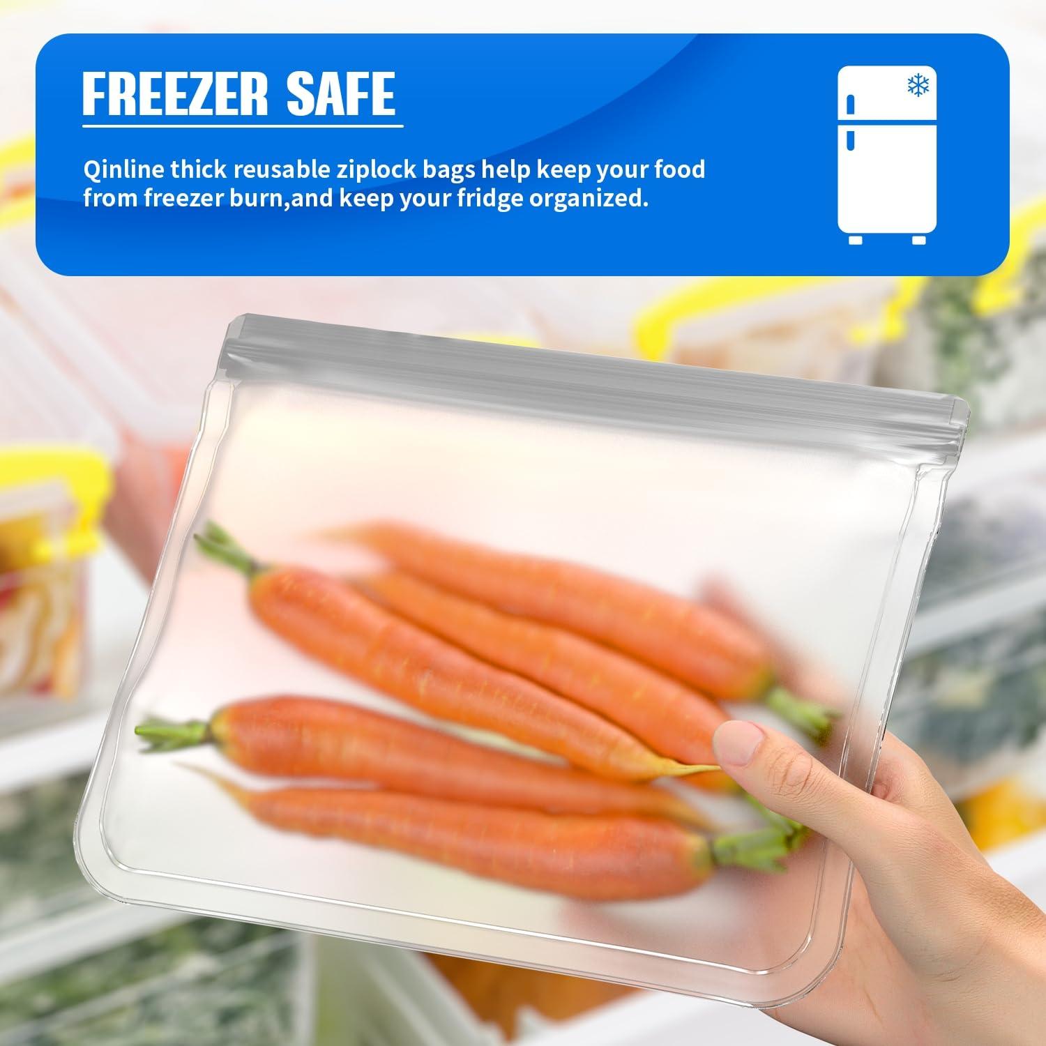 SOGUDE Reusable Snack Bags, 10 Pack Dishwasher Safe Reusable Ziploc Bags PEVA, BPA Free Leakproof Reusable Storage Bags for Lunch, Vegetables, Fruits - 4 Gallon 3 Sandwich 3 Snack Bags - Image 8