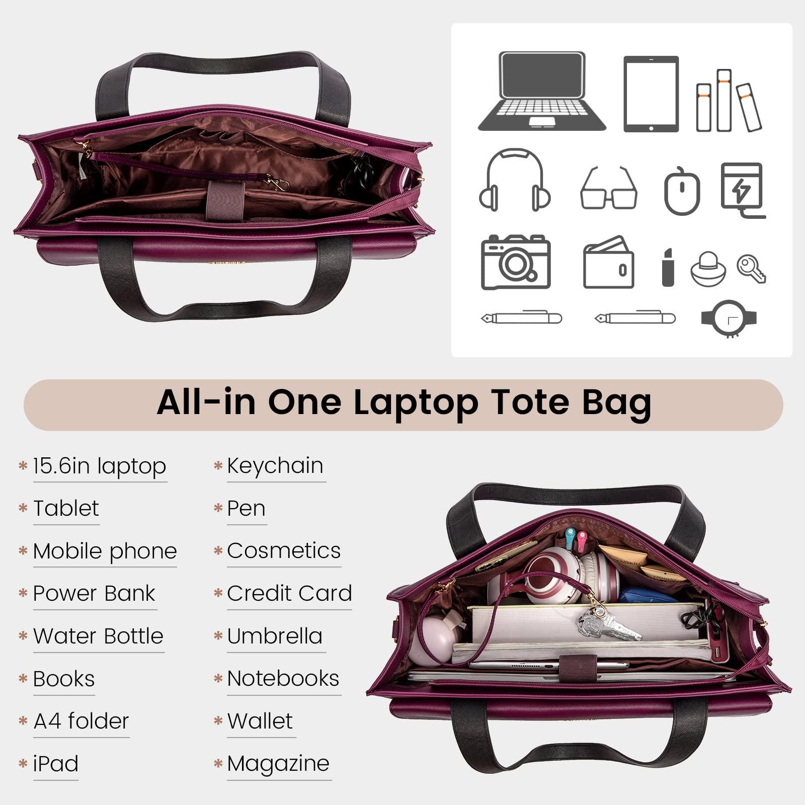 LOVEVOOK Laptop Bag for Women 15.6 Inch Tote Work Professional Leather Computer Briefcase Waterproof Handbag Shoulder Large Capacity Business Teacher Office Crossbody Purse - Image 2