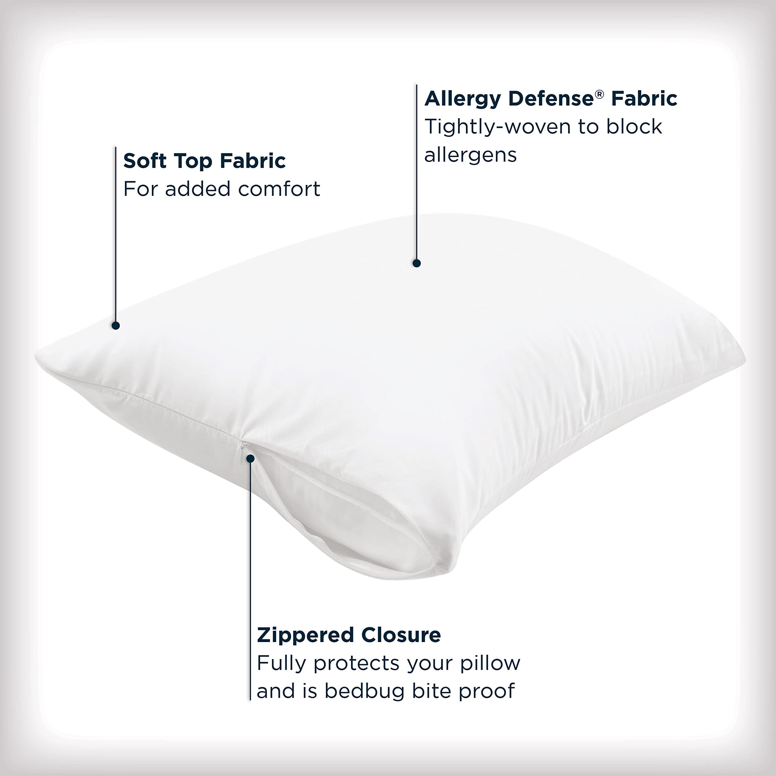 Set of 2 King AllerEase Pillow Protectors - Moisture Wicking, Advanced Allergy Protection - Premium Polyester, Zippered Protectors - Image 4