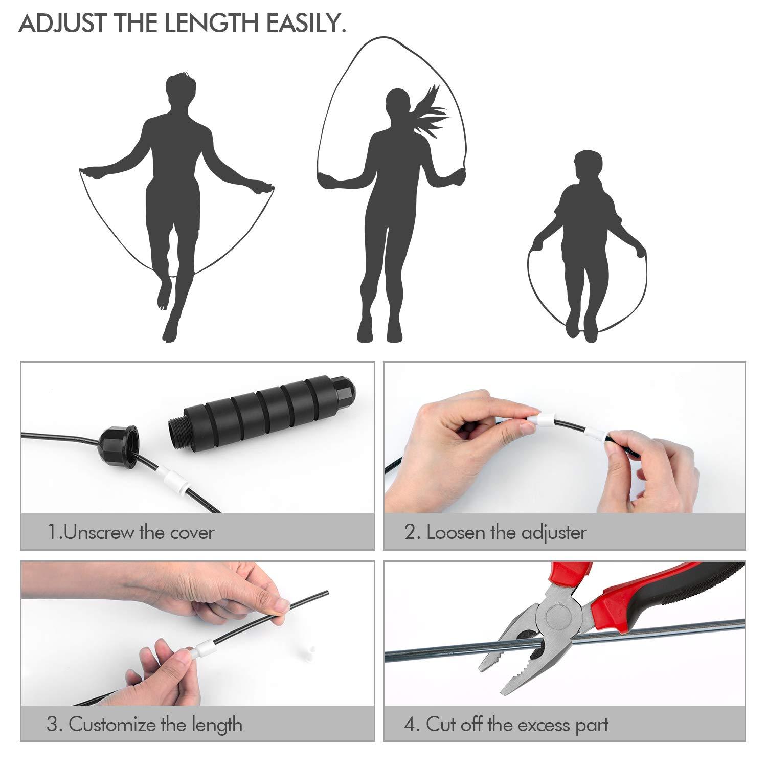 Jump Rope, Tangle-Free Rapid Speed Jumping Rope Cable with Ball Bearings for Women, Men, and Kids, Adjustable Steel Jump Rope Workout with Foam Handles for Fitness, Home Exercise & Slim Body - Image 4