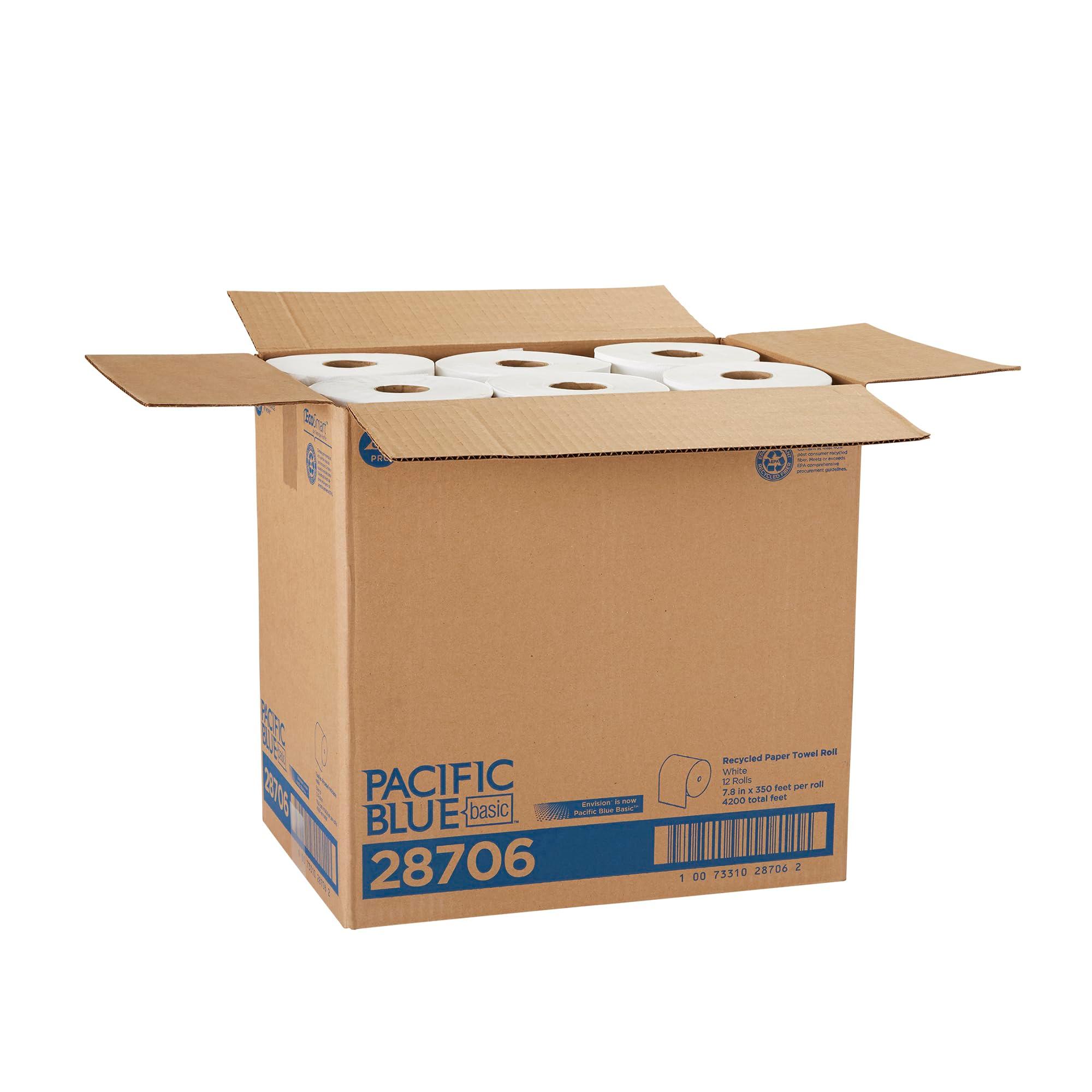 Pacific Blue Basic Paper Towel Rolls by GP PRO (Georgia-Pacific), White, 28706, 350 Feet Per Roll, 12 Rolls Per Case - Image 4