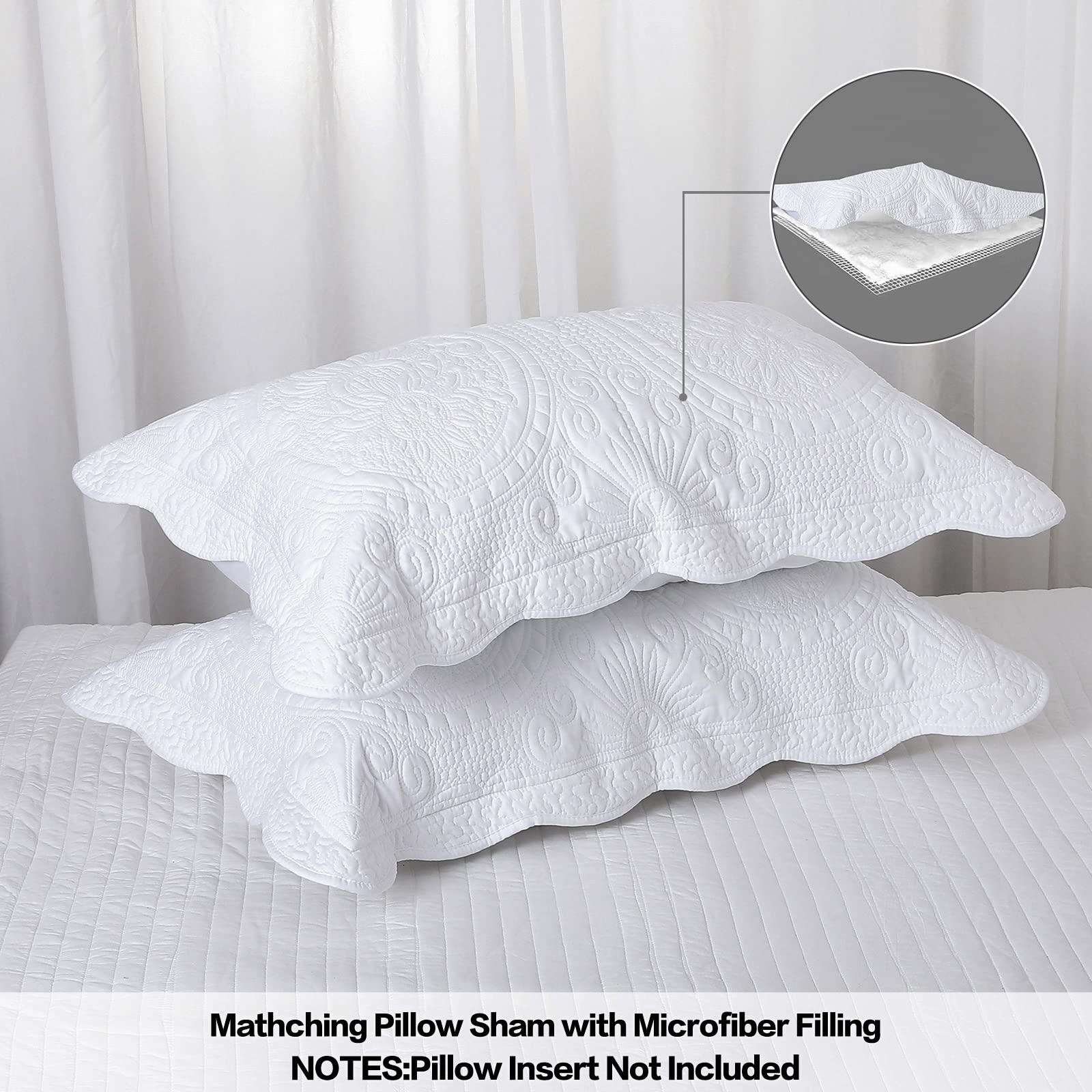 BOSOWOS Pillow Shams Standard Size Set of 2, Ultra Soft Breathable Quilted Pillow Cases 20 x 26 inches for Sleeping, Decorative Microfiber Bed Pillowcases Easy Care, White - Image 5