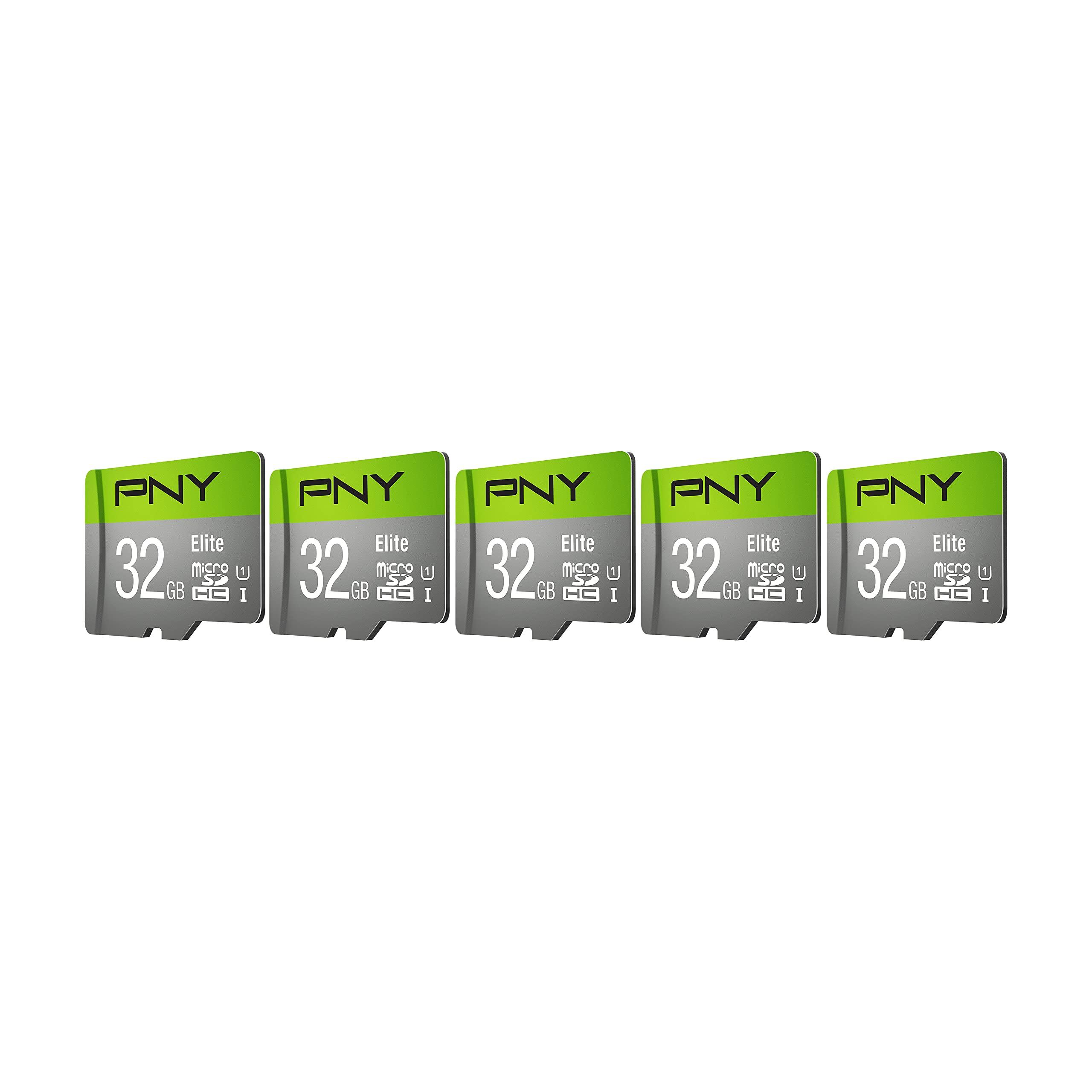 PNY 32GB Elite Class 10 U1 microSDHC Flash Memory Card - 100MB/s, Class 10, U1, Full HD, UHS-I, Micro SD, 5 Count (Pack of 1) - Image 2