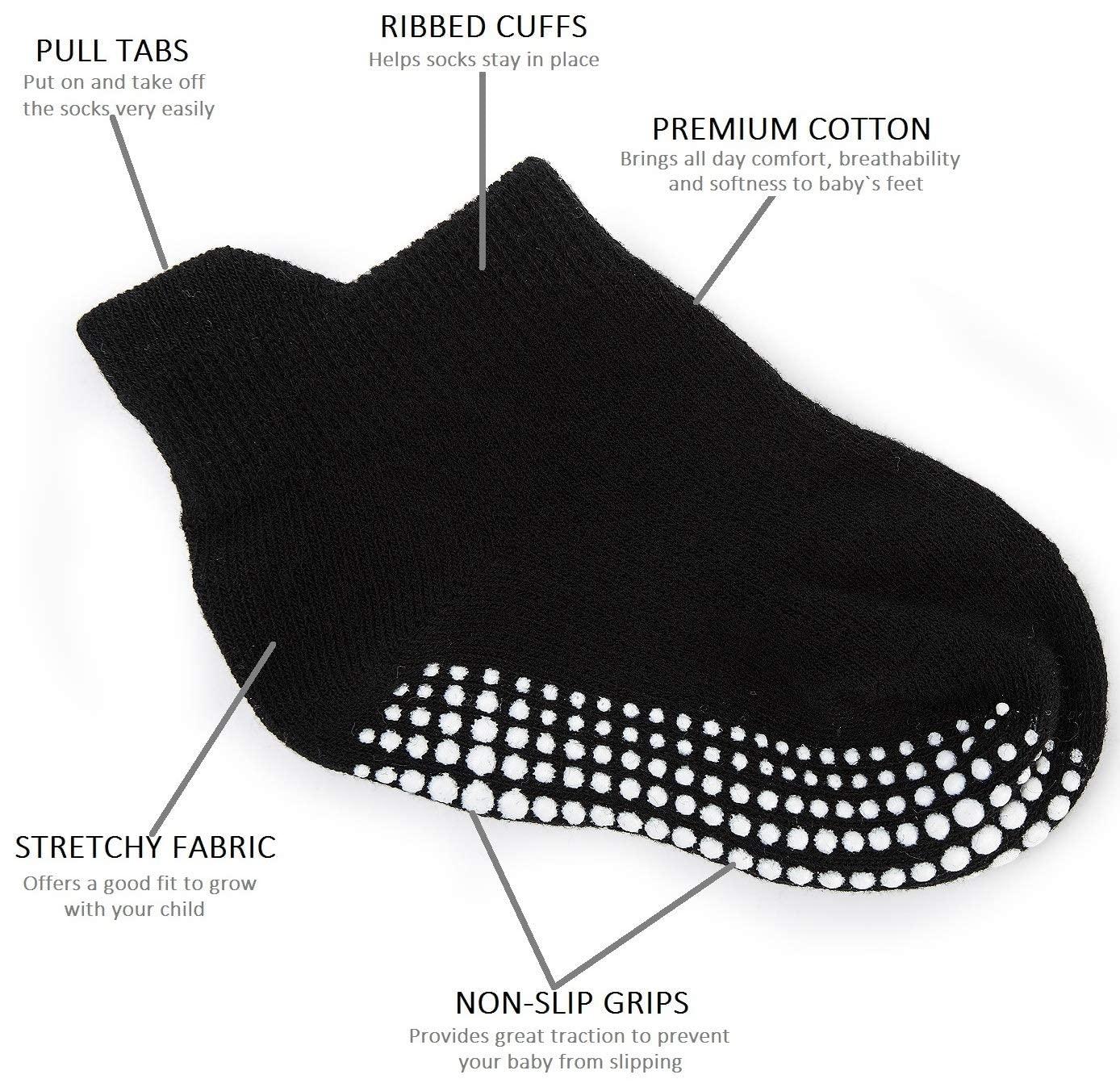 Zaples Baby Non Slip Grip Ankle Socks with Non Skid Soles for Infants Toddlers Kids Boys Girls - Image 2