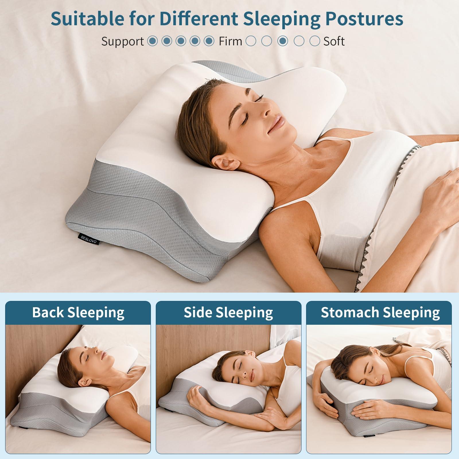 Cervical Neck Pillow for Pain Relief - Ergonomic Memory Foam Pillows for Sleeping, Cooling Side Sleeper Pillow for Neck Support, Contour Orthopedic Bed Pillow for Back Stomach Sleepers - Image 7