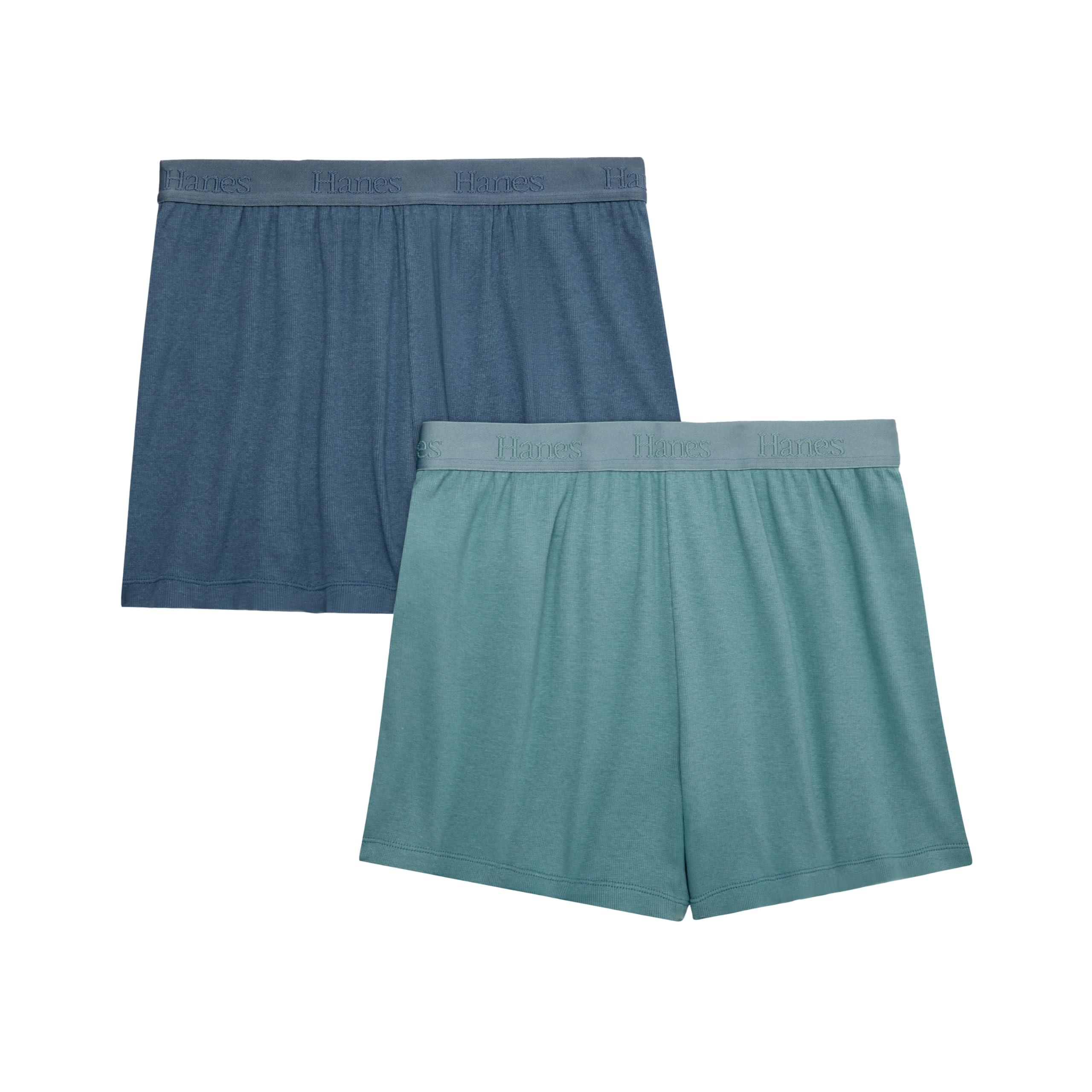 Hanes Women's Originals Sleep, 2-Pack, Comfywear Supersoft Rib Lounge Shorts, Loungewear Pack