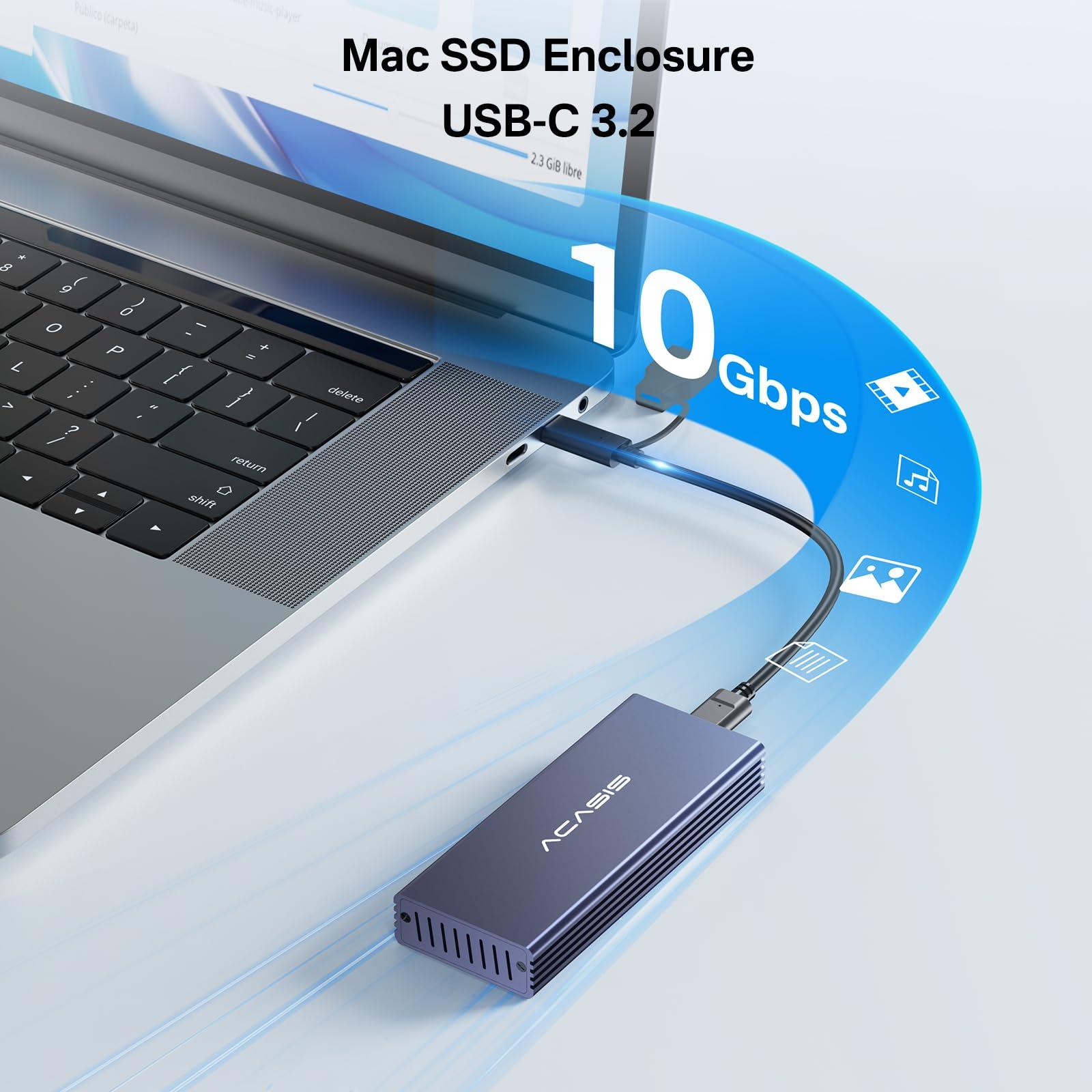 ACASIS USB C 3.2 SSD Enclosure for Apple SSD 12+16 PIN MacBook Pro,MacBook Air, Mac Pro, iMac from 2013 to 2017 A1465 A1466 A1502 SSD，MacBook SSD Enclosure with M.2 NVMe Adapter - Image 5